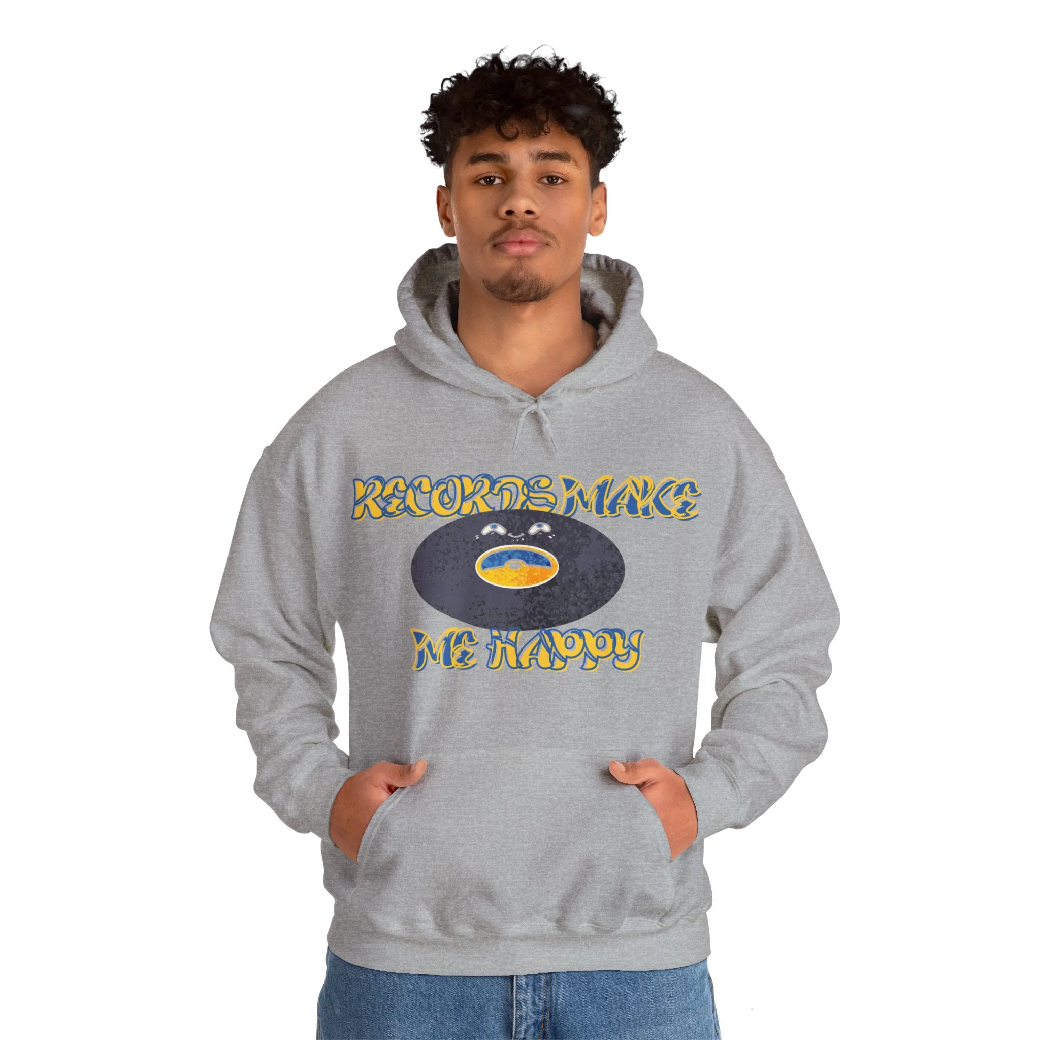 'Records Make Me Happy' Men's Hoodie - Image 20