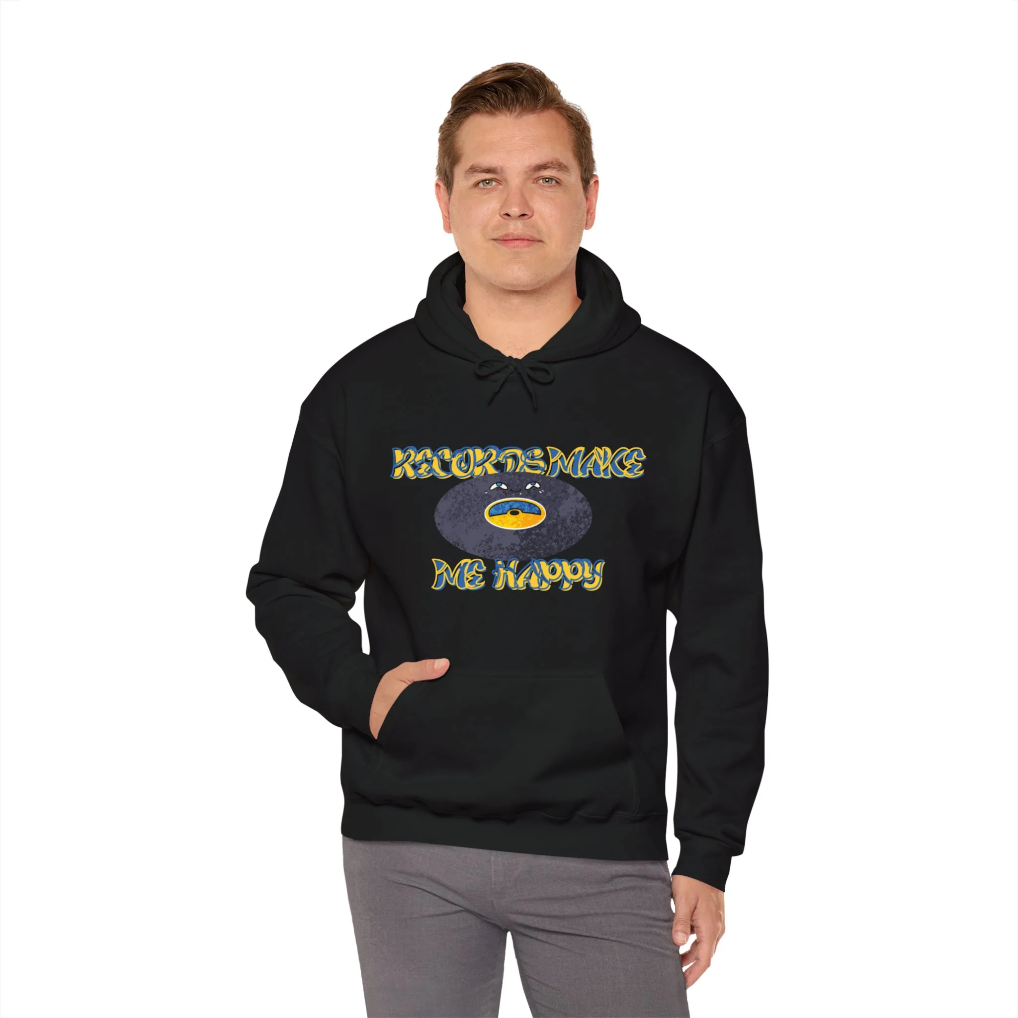 'Records Make Me Happy' Men's Hoodie - Image 28