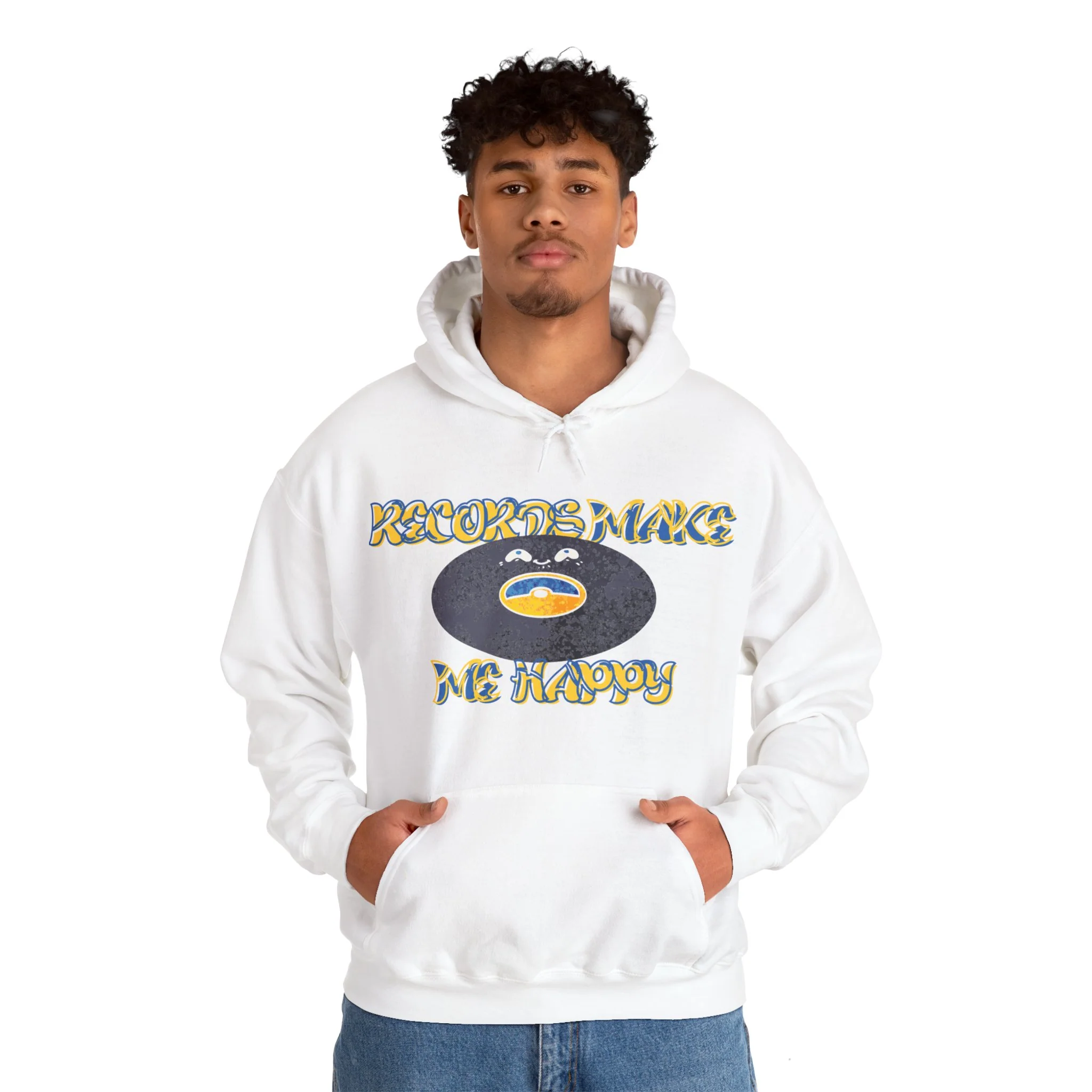 'Records Make Me Happy' Men's Hoodie - Image 34
