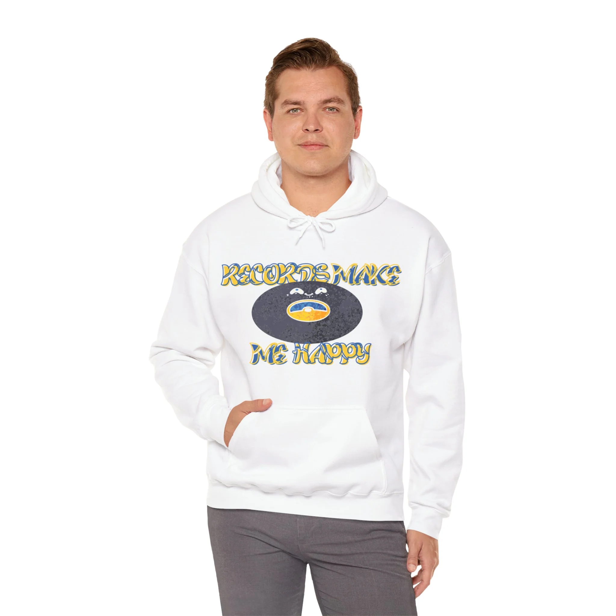 'Records Make Me Happy' Men's Hoodie - Image 35