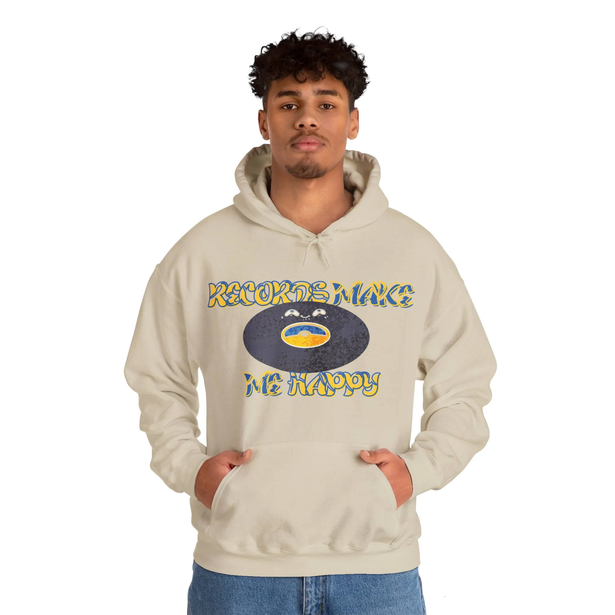 'Records Make Me Happy' Men's Hoodie - Image 5