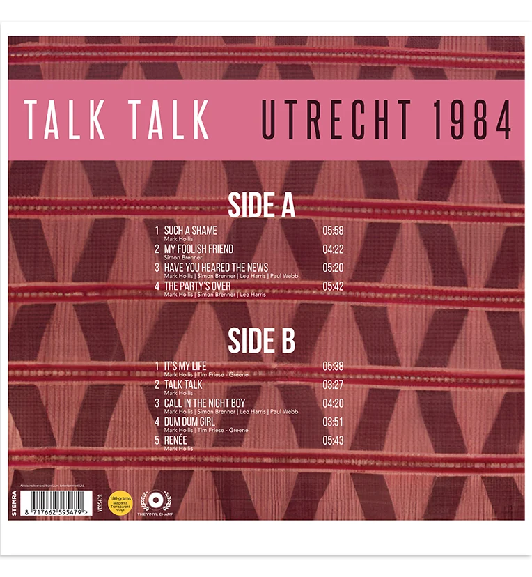 Talk Talk – Utrecht 1984 (Limited Edition 12-Inch Album on 180g Transparent Magenta Vinyl) - Image 3