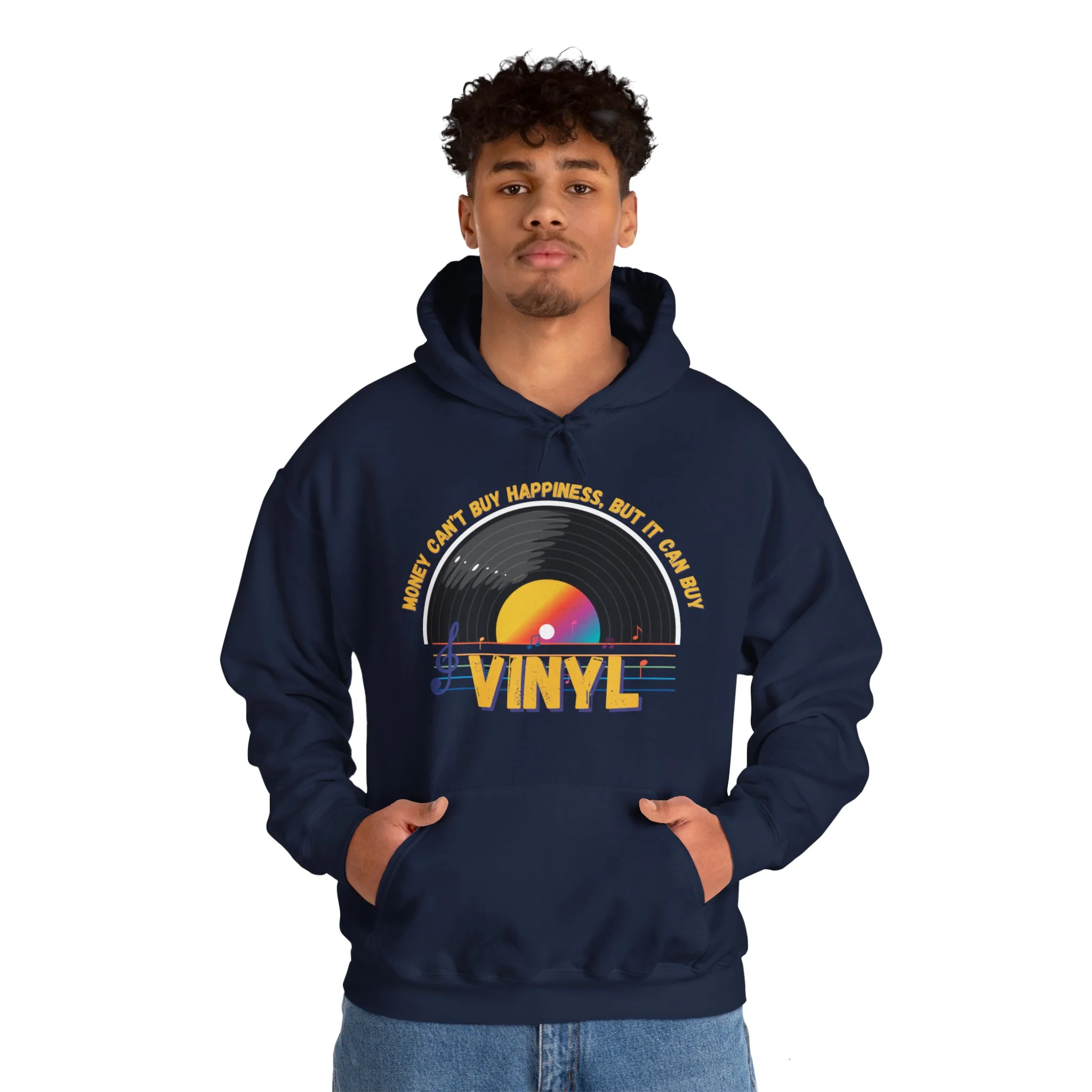 'Money Can't Buy Happiness, But It Can Buy Vinyl' Men's Hoodie - Image 12