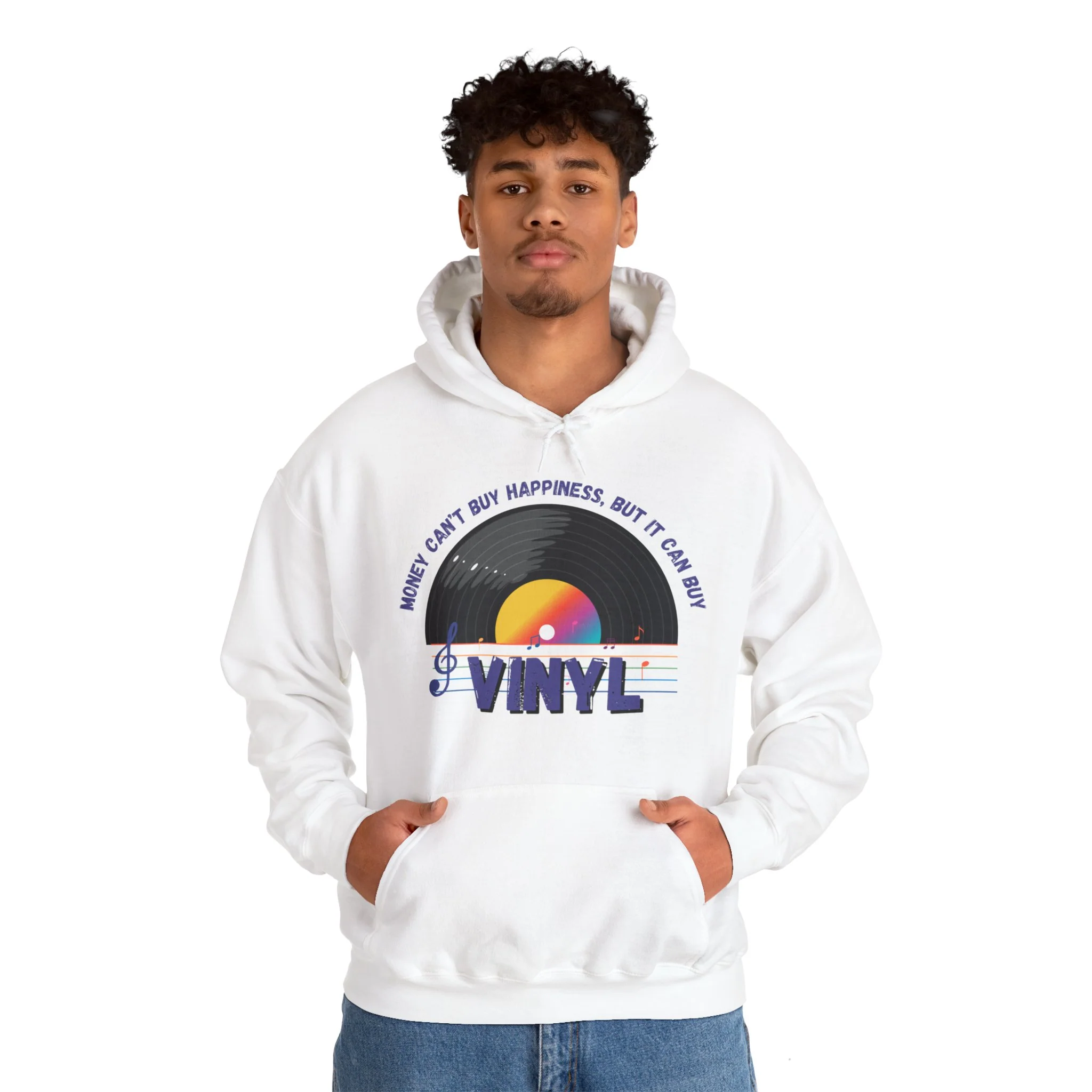 'Money Can't Buy Happiness, But It Can Buy Vinyl' Men's Hoodie - Image 19