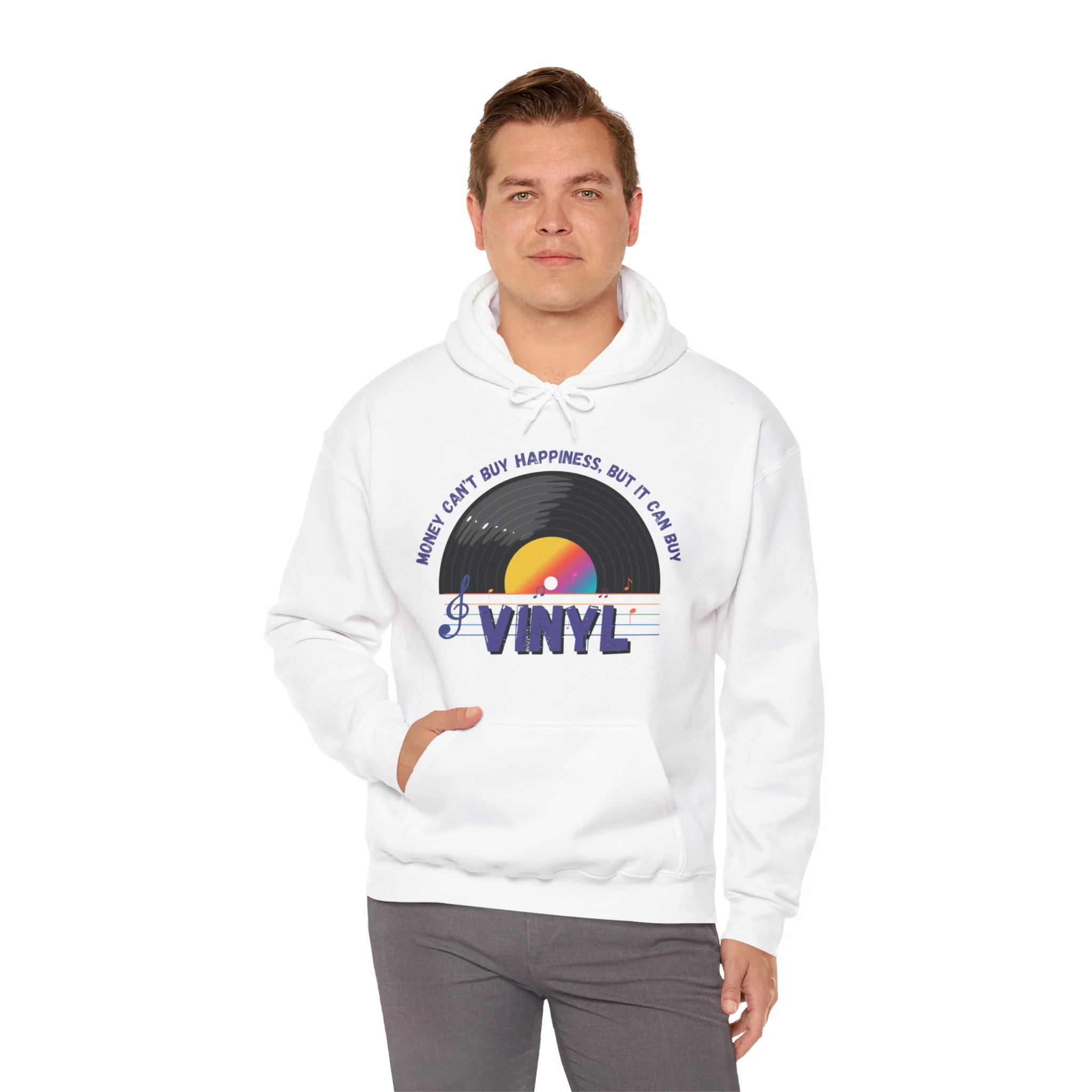 'Money Can't Buy Happiness, But It Can Buy Vinyl' Men's Hoodie - Image 21