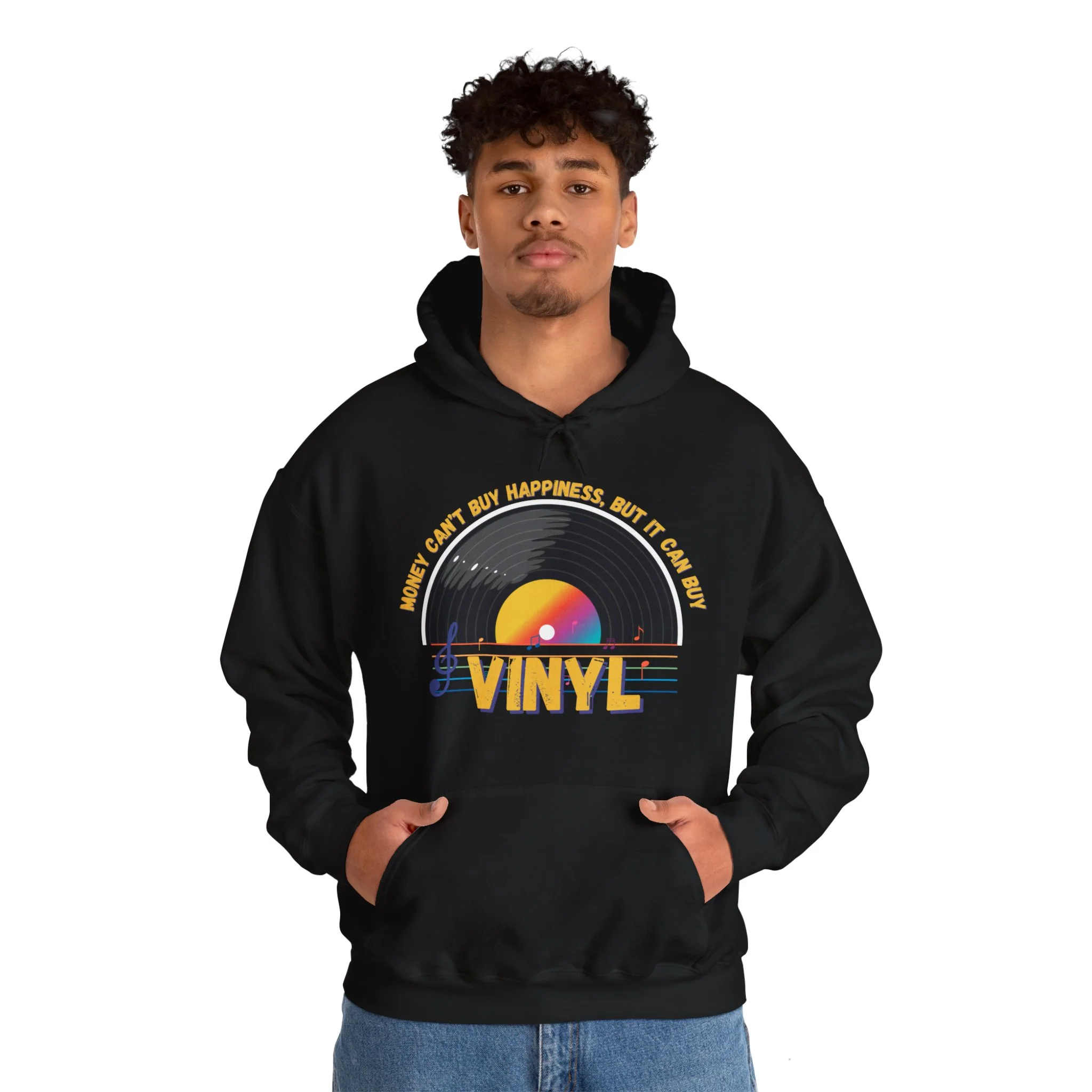 'Money Can't Buy Happiness, But It Can Buy Vinyl' Men's Hoodie - Image 26