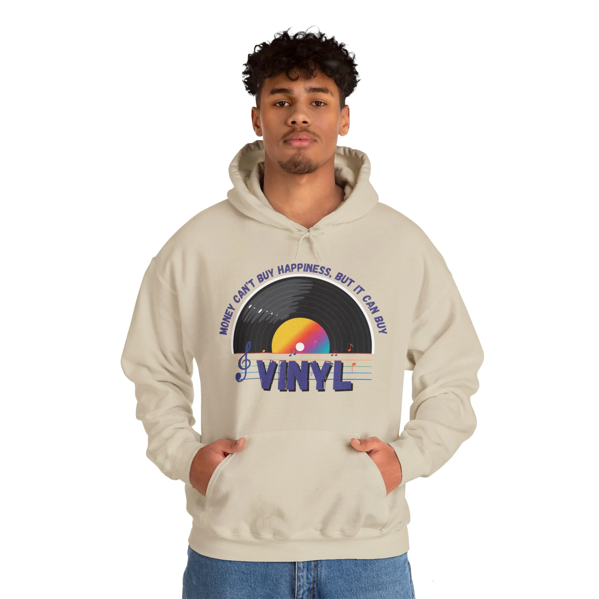 'Money Can't Buy Happiness, But It Can Buy Vinyl' Men's Hoodie - Image 33