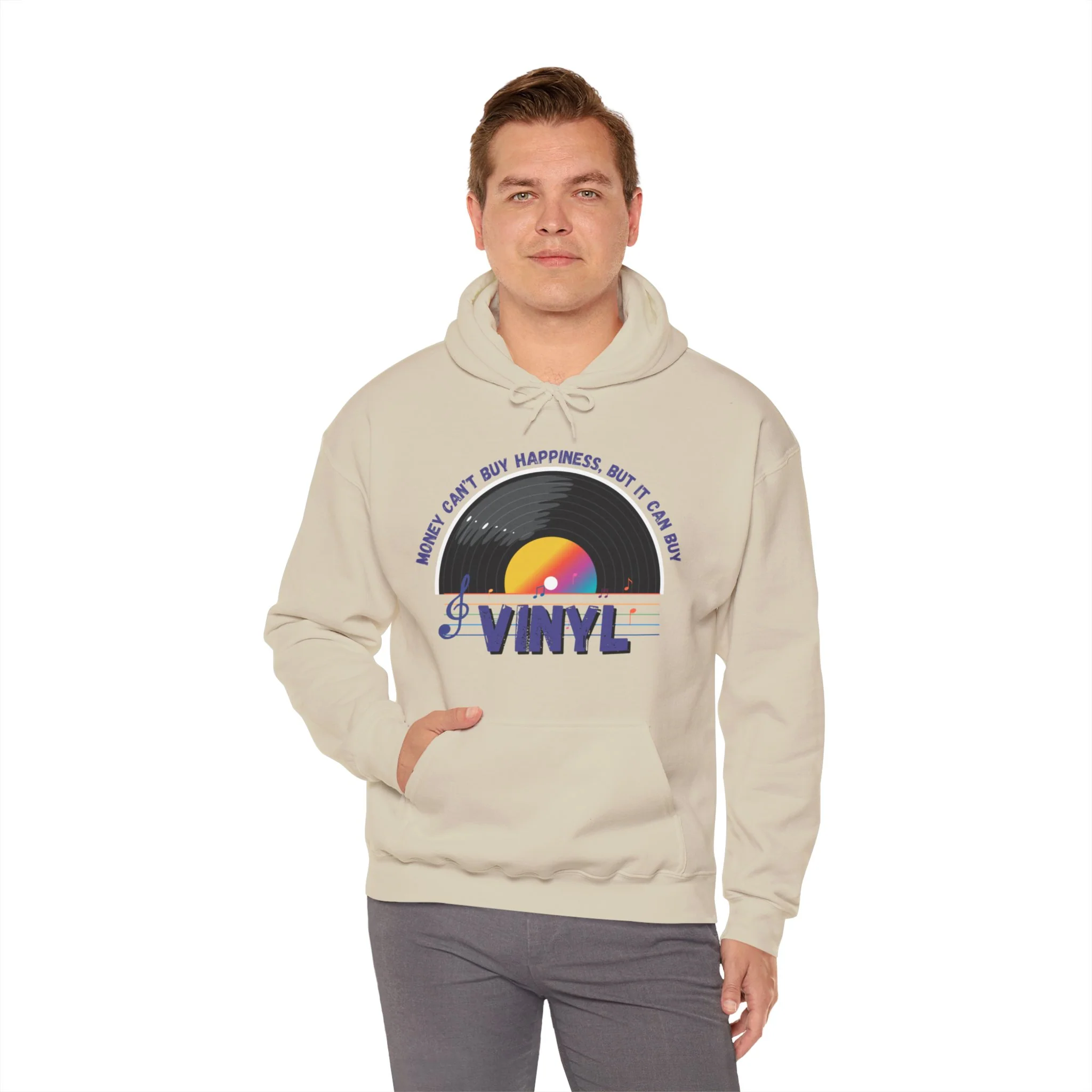 'Money Can't Buy Happiness, But It Can Buy Vinyl' Men's Hoodie - Image 34