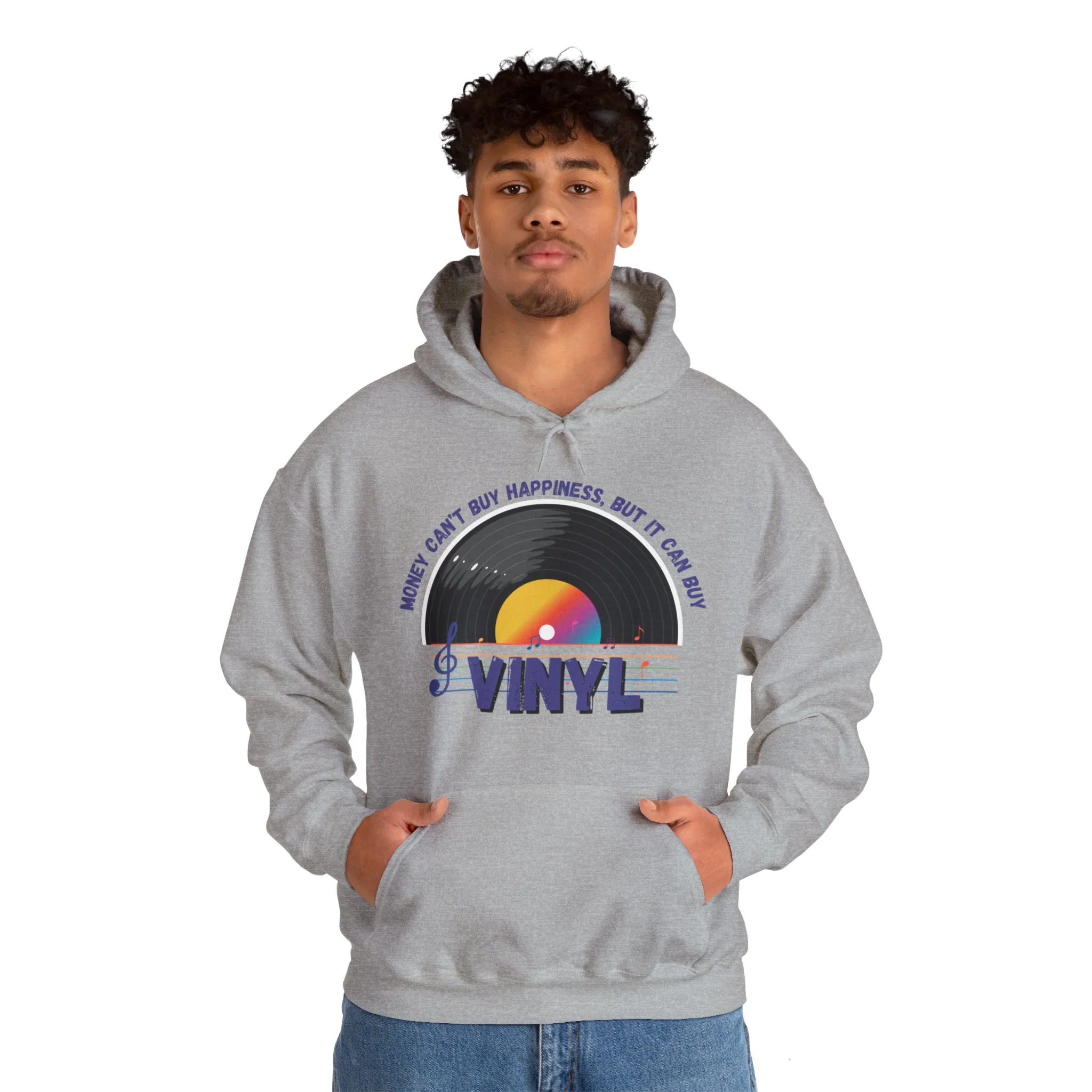 'Money Can't Buy Happiness, But It Can Buy Vinyl' Men's Hoodie - Image 5