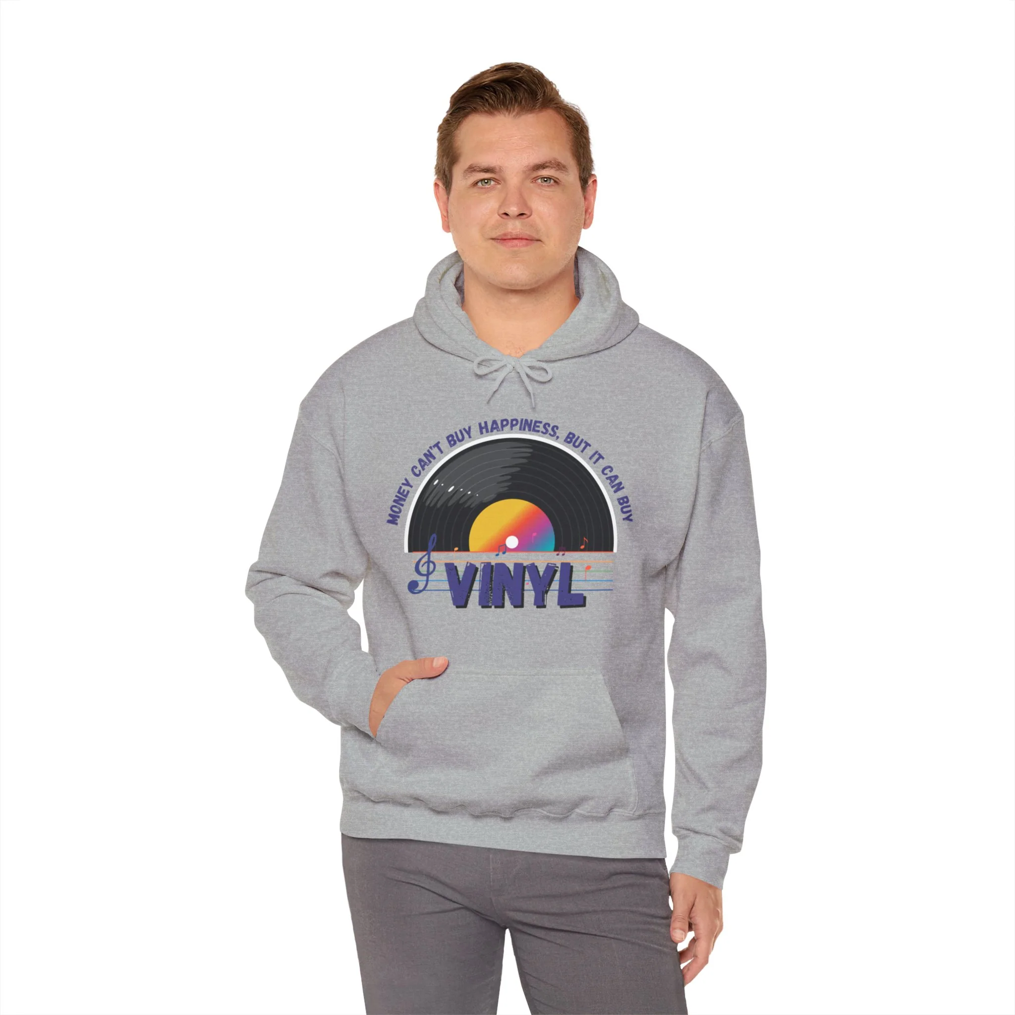 'Money Can't Buy Happiness, But It Can Buy Vinyl' Men's Hoodie - Image 6