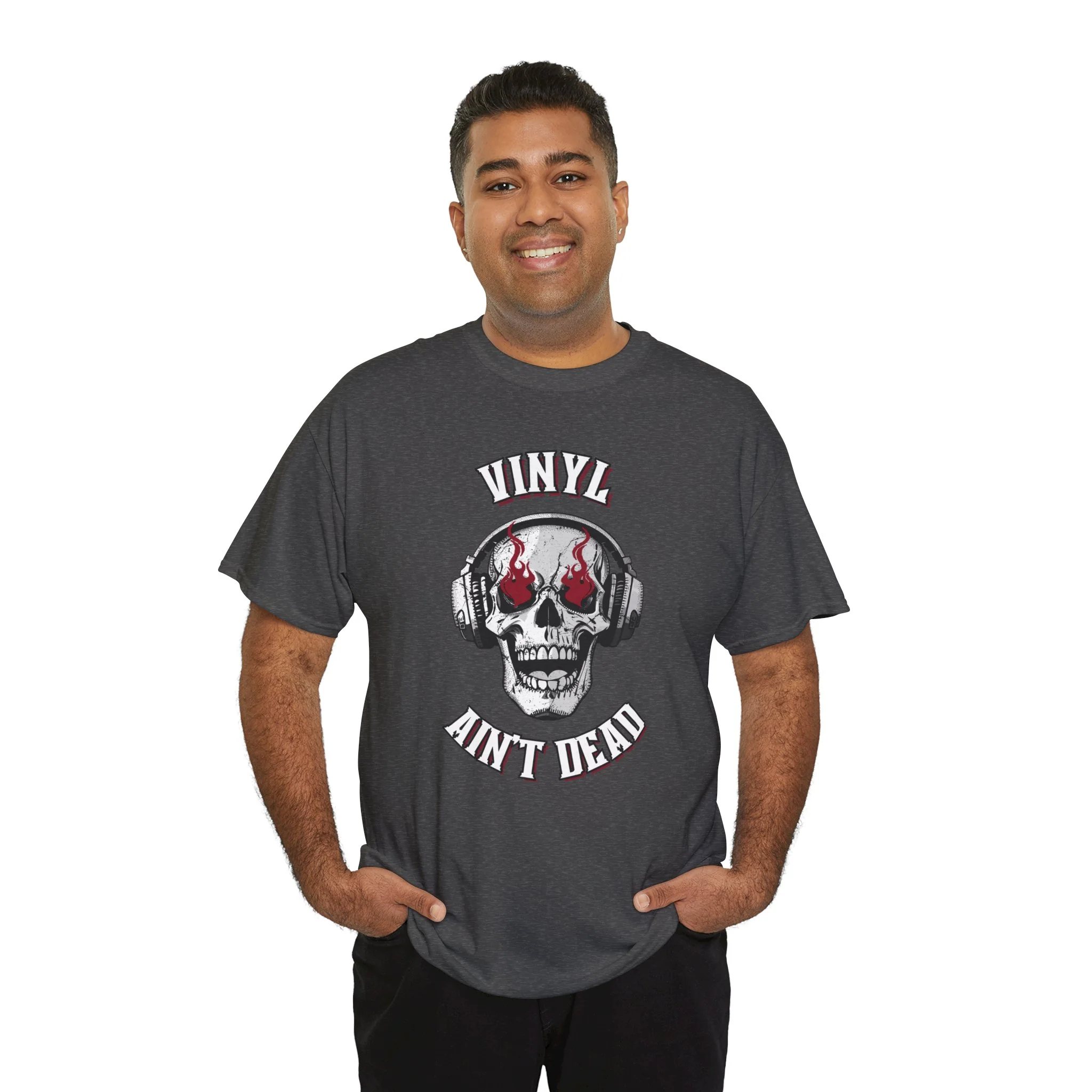 'Vinyl Ain't Dead' Skull Men's T-Shirt - Image 25