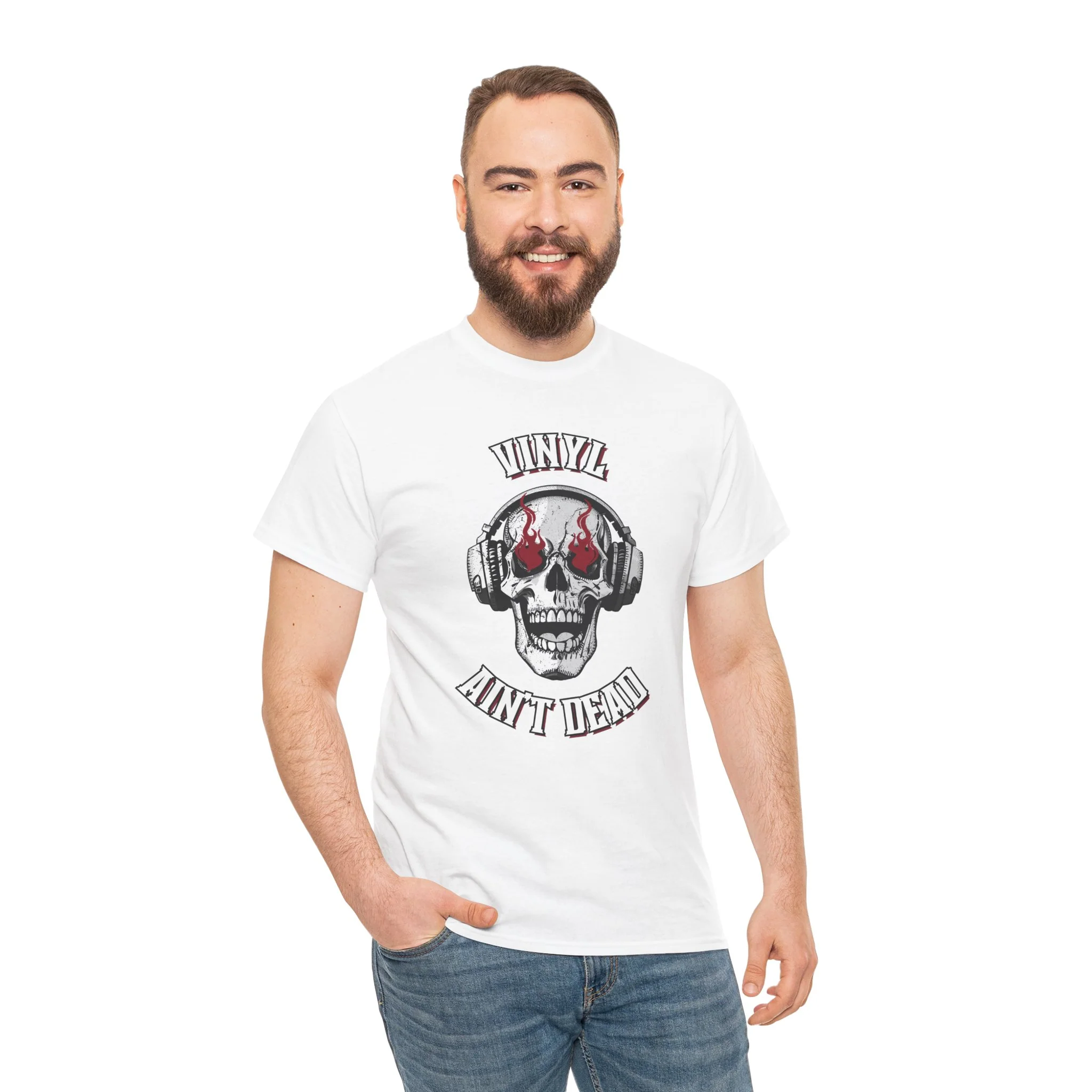'Vinyl Ain't Dead' Skull Men's T-Shirt - Image 33