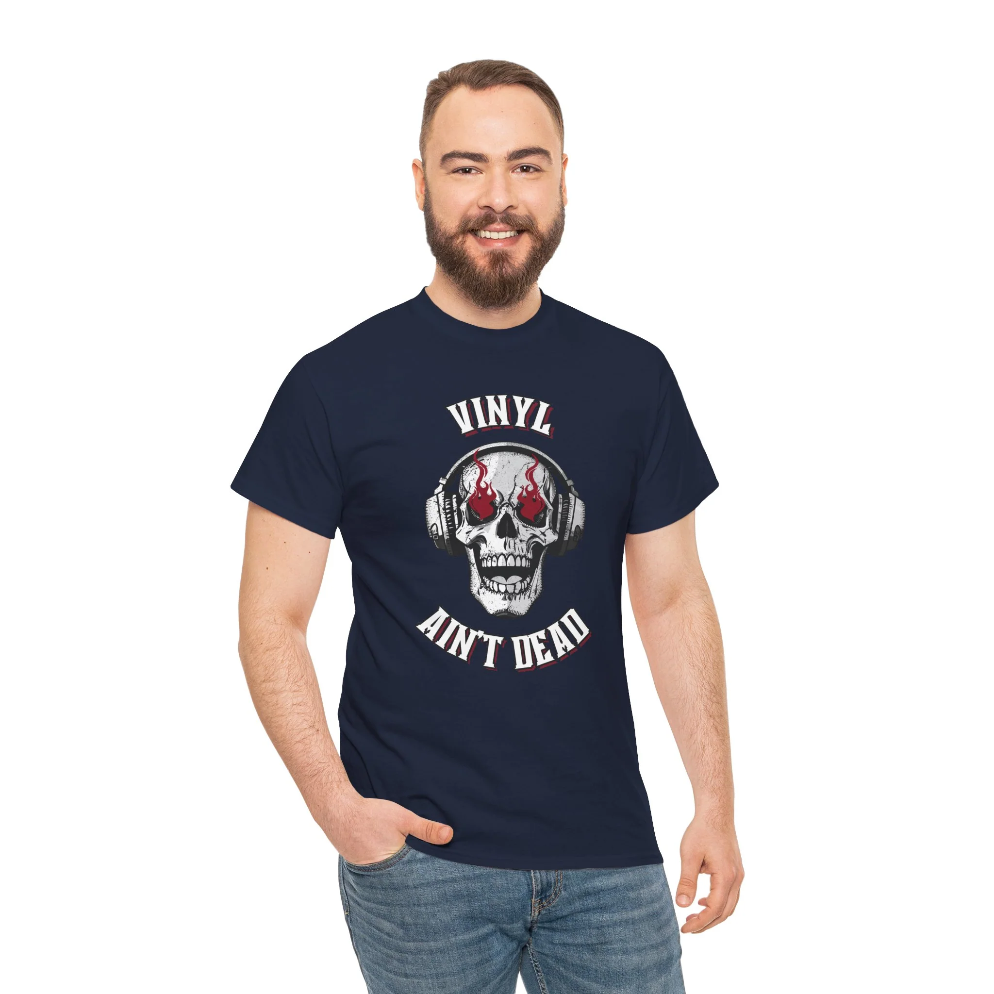 'Vinyl Ain't Dead' Skull Men's T-Shirt - Image 42