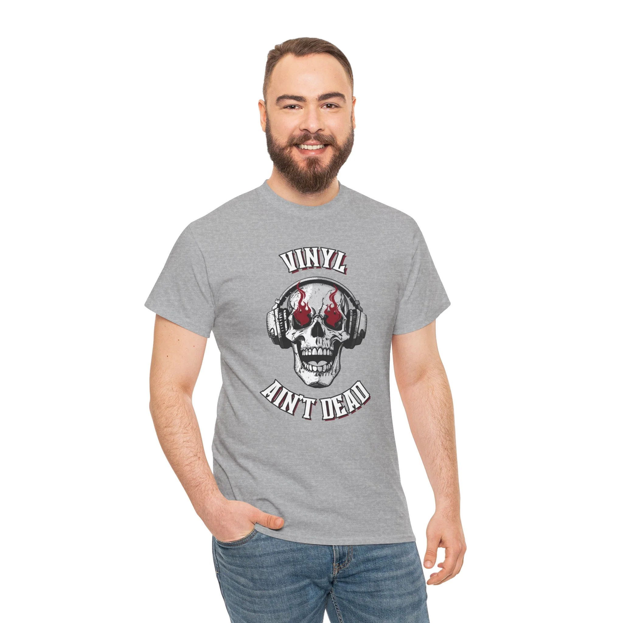 'Vinyl Ain't Dead' Skull Men's T-Shirt - Image 51