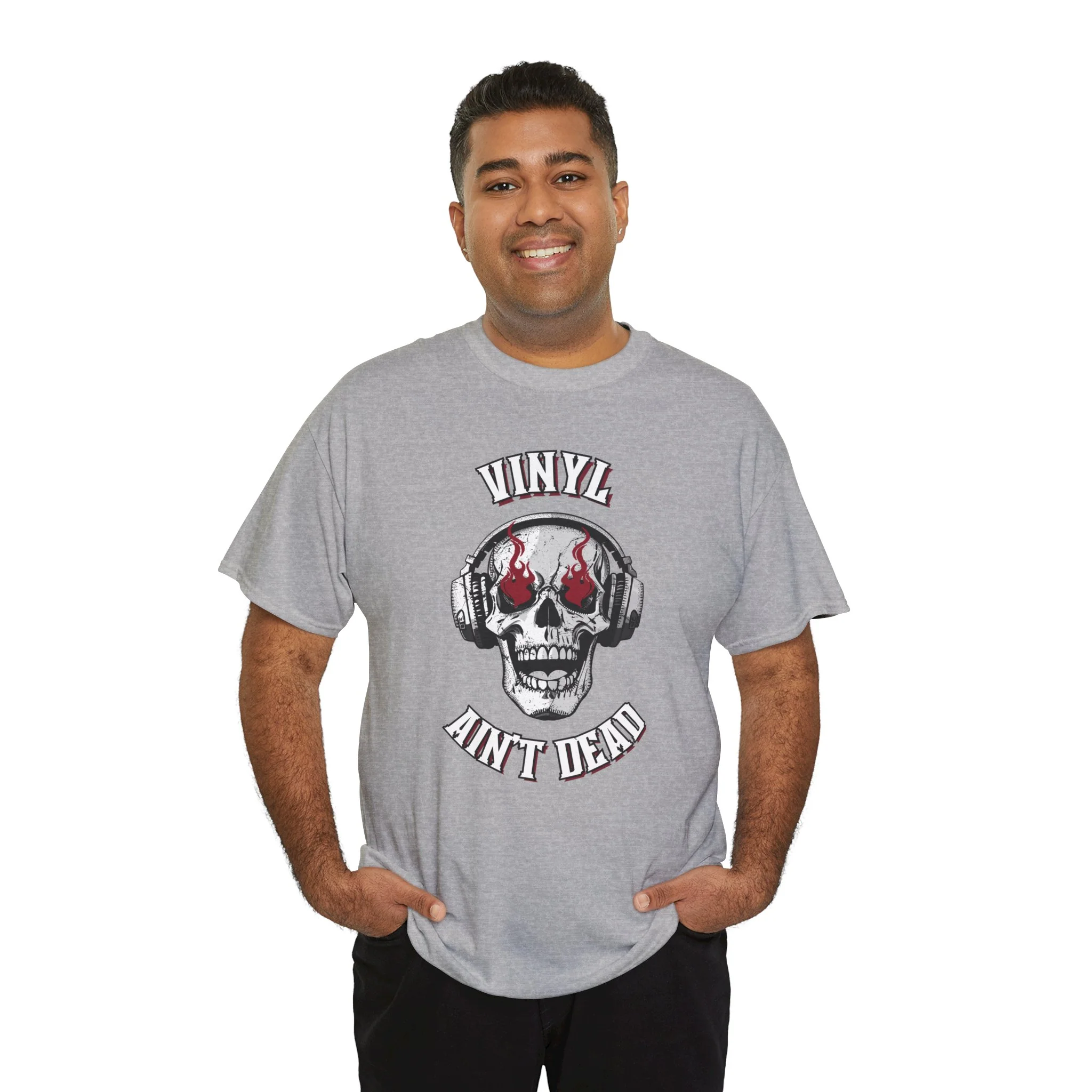 'Vinyl Ain't Dead' Skull Men's T-Shirt - Image 52