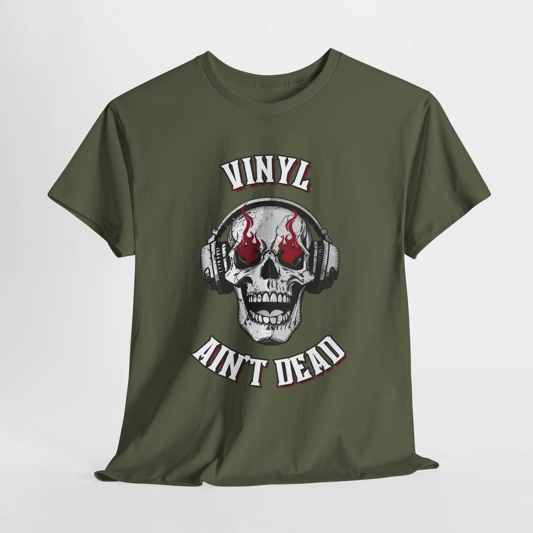 'Vinyl Ain't Dead' Skull Men's T-Shirt - Image 58