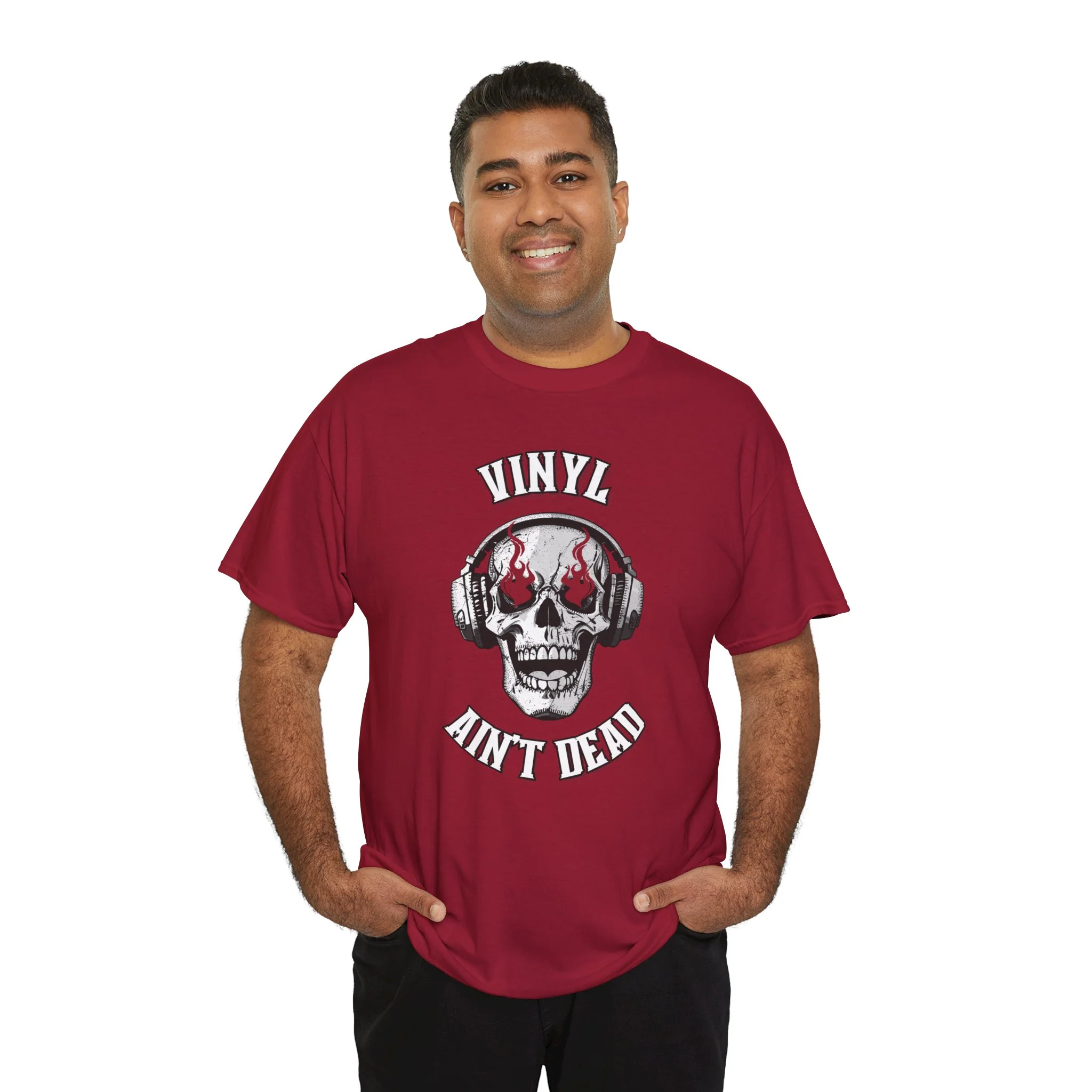 'Vinyl Ain't Dead' Skull Men's T-Shirt - Image 7