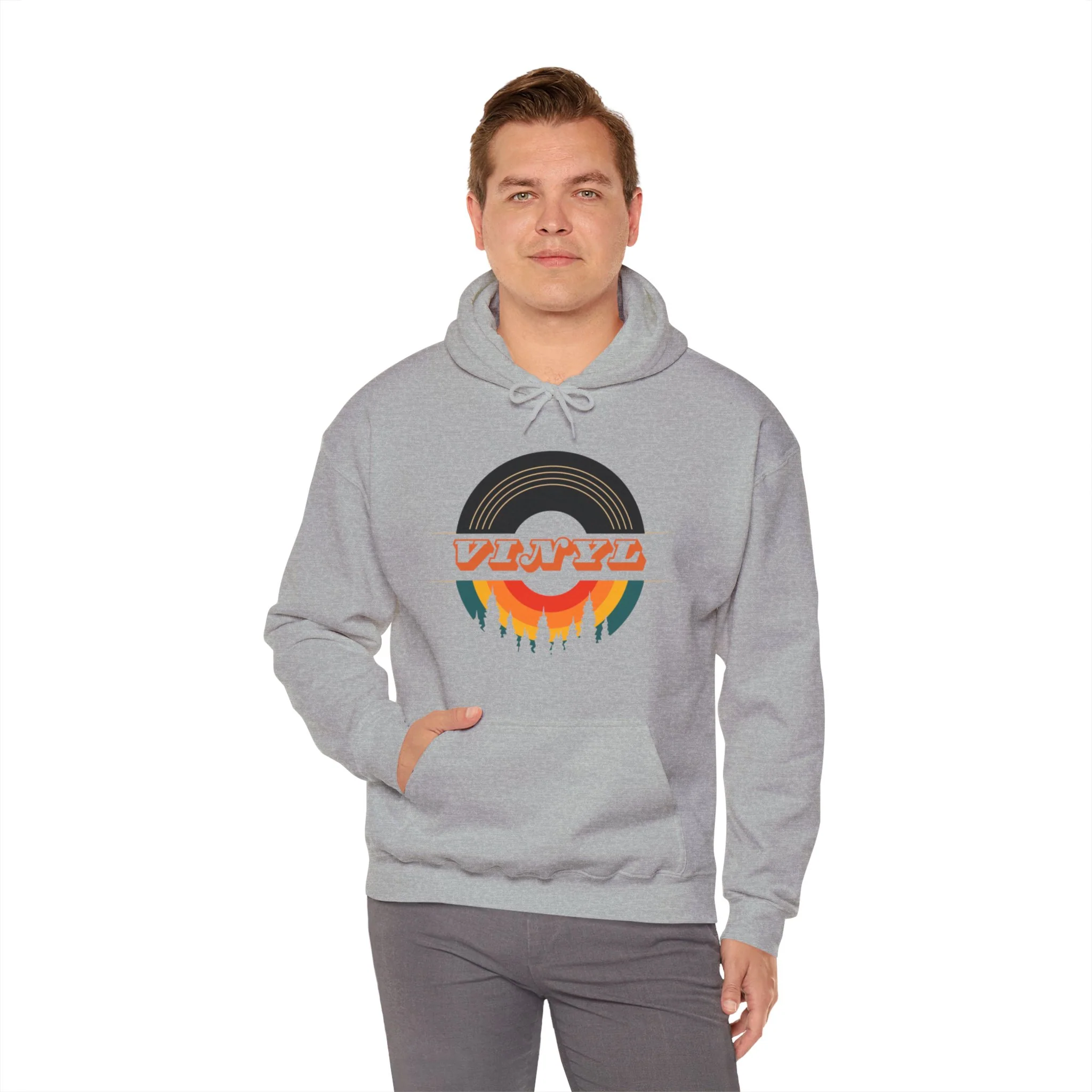 Vinyl Record Logo Men's Hoodie - Image 13