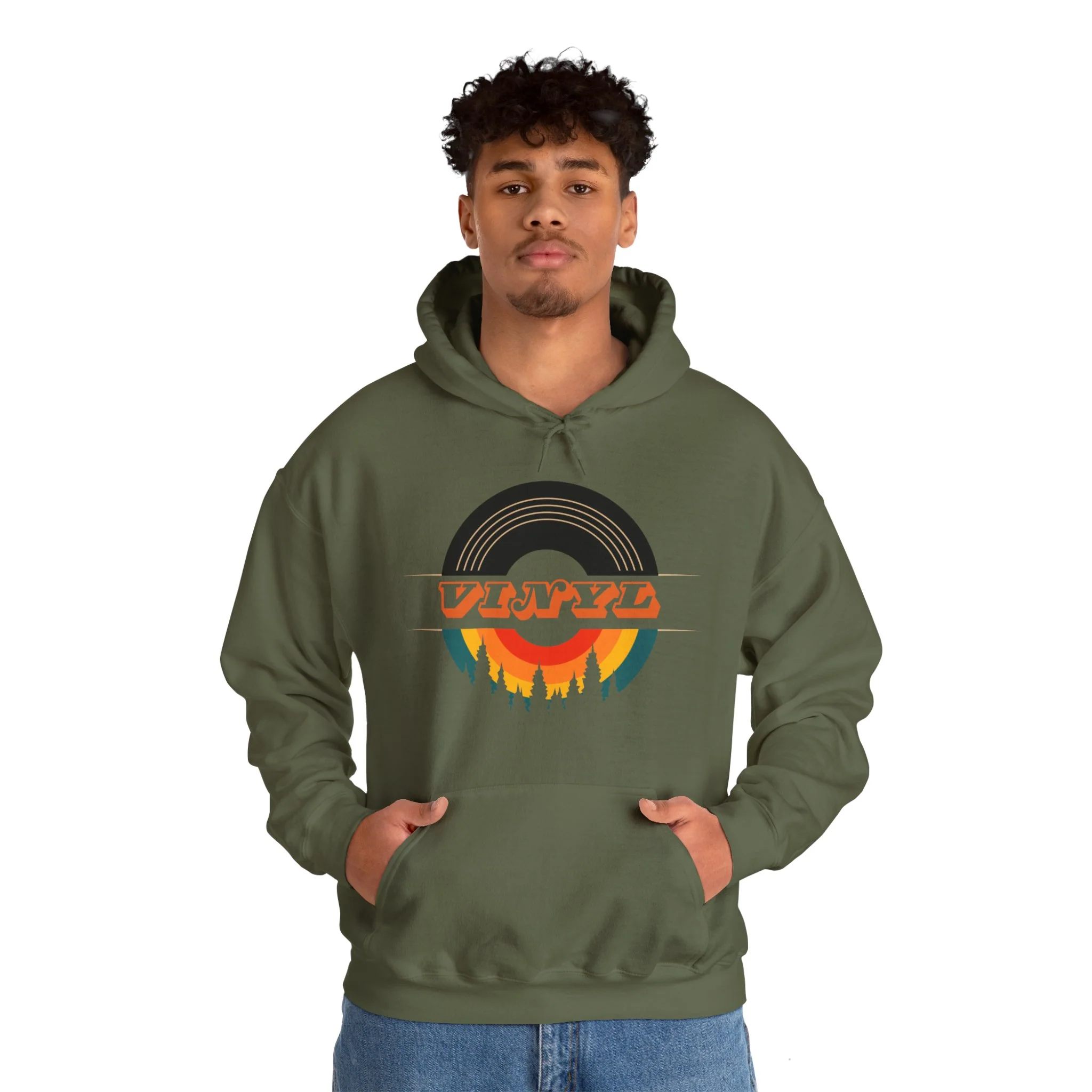 Vinyl Record Logo Men's Hoodie - Image 19