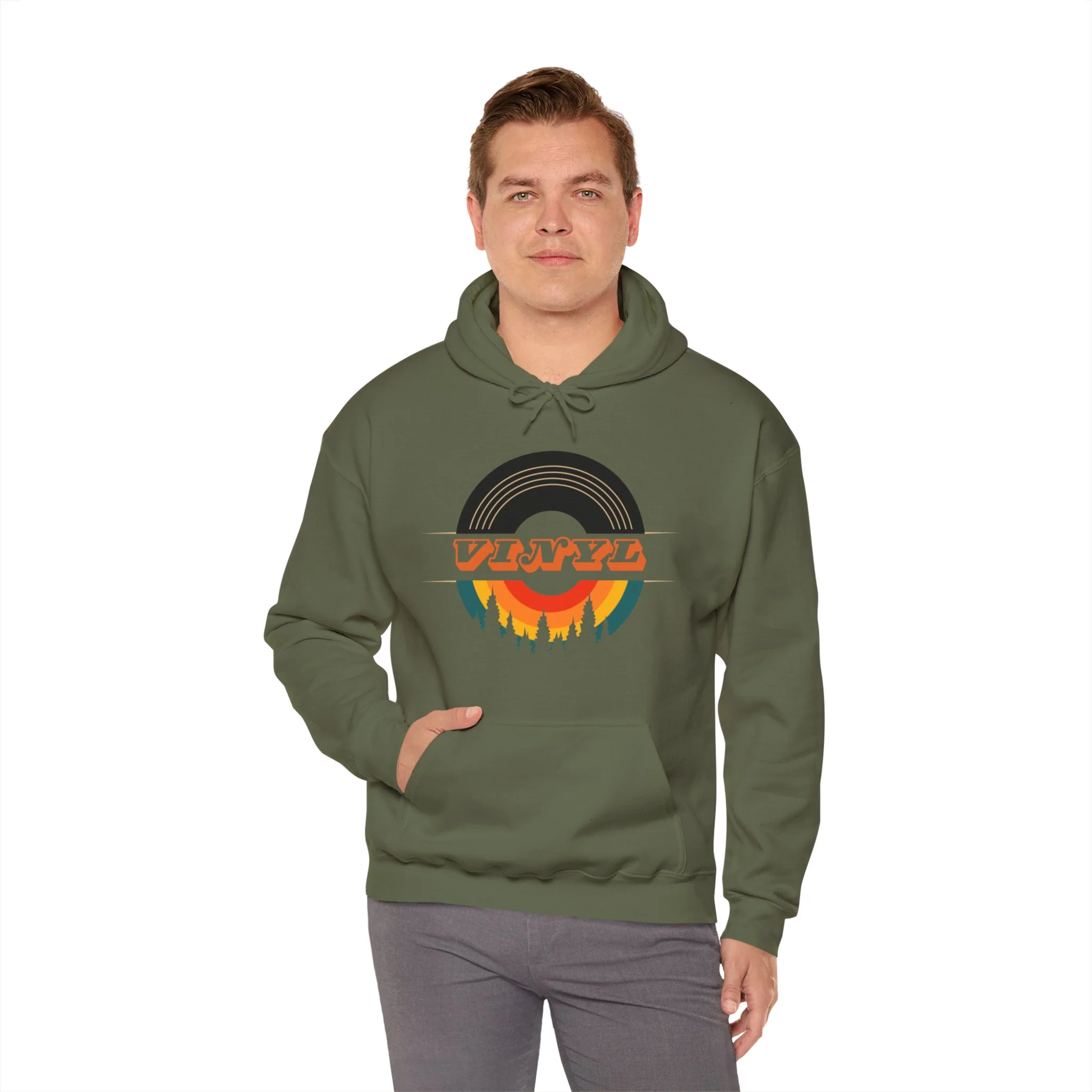 Vinyl Record Logo Men's Hoodie - Image 20
