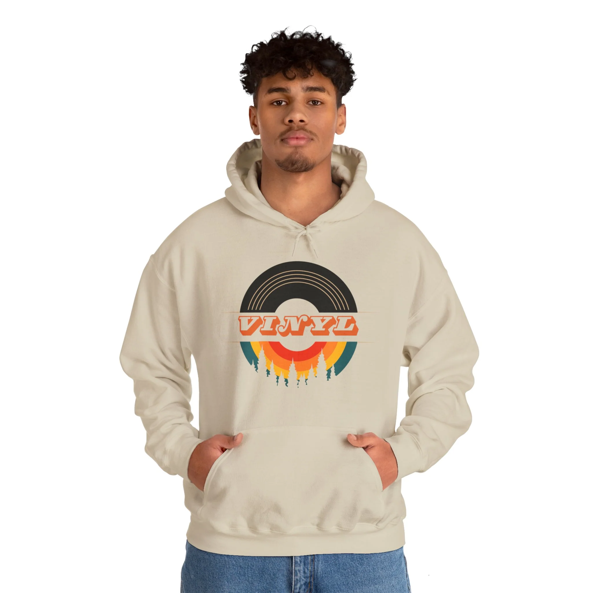 Vinyl Record Logo Men's Hoodie - Image 26
