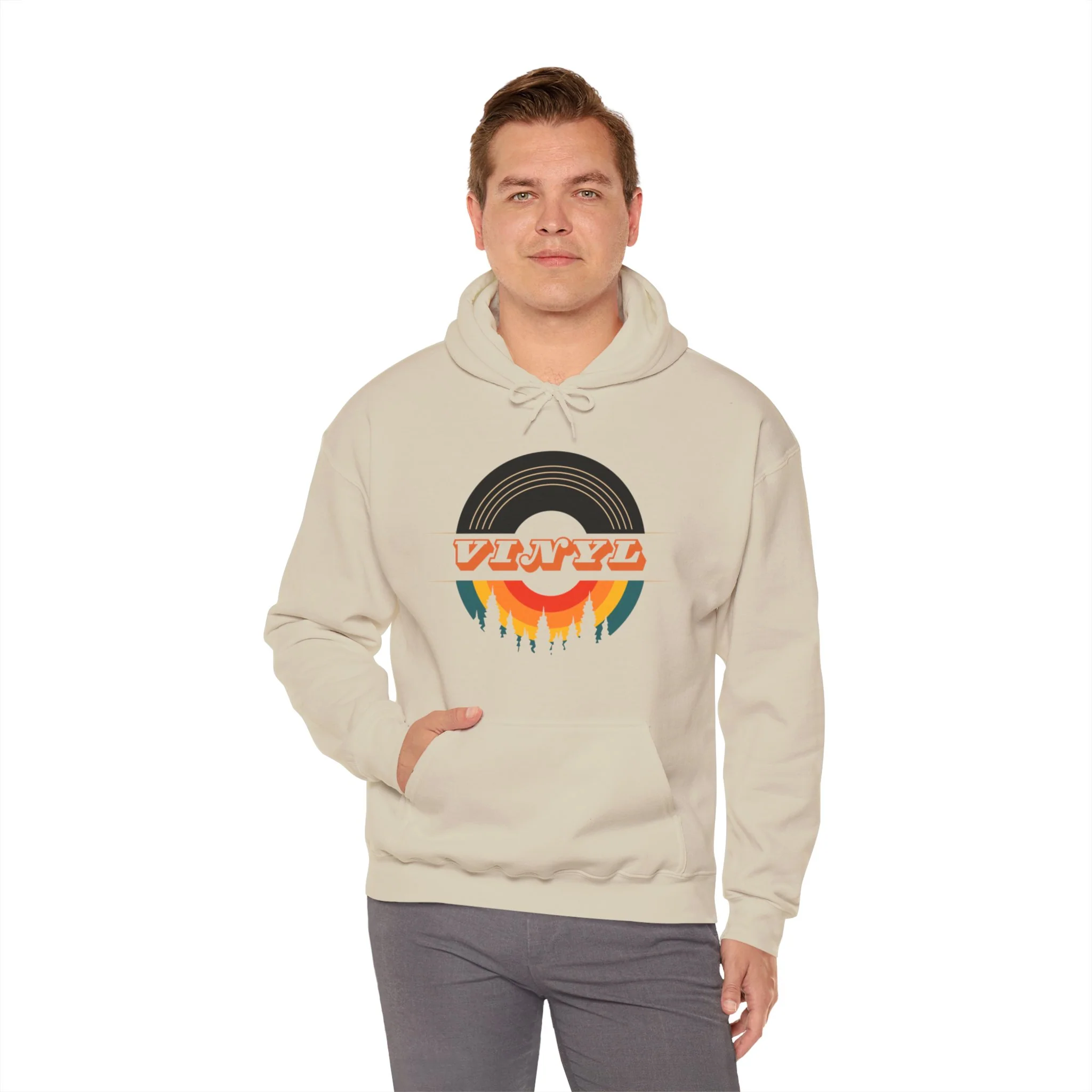 Vinyl Record Logo Men's Hoodie - Image 27
