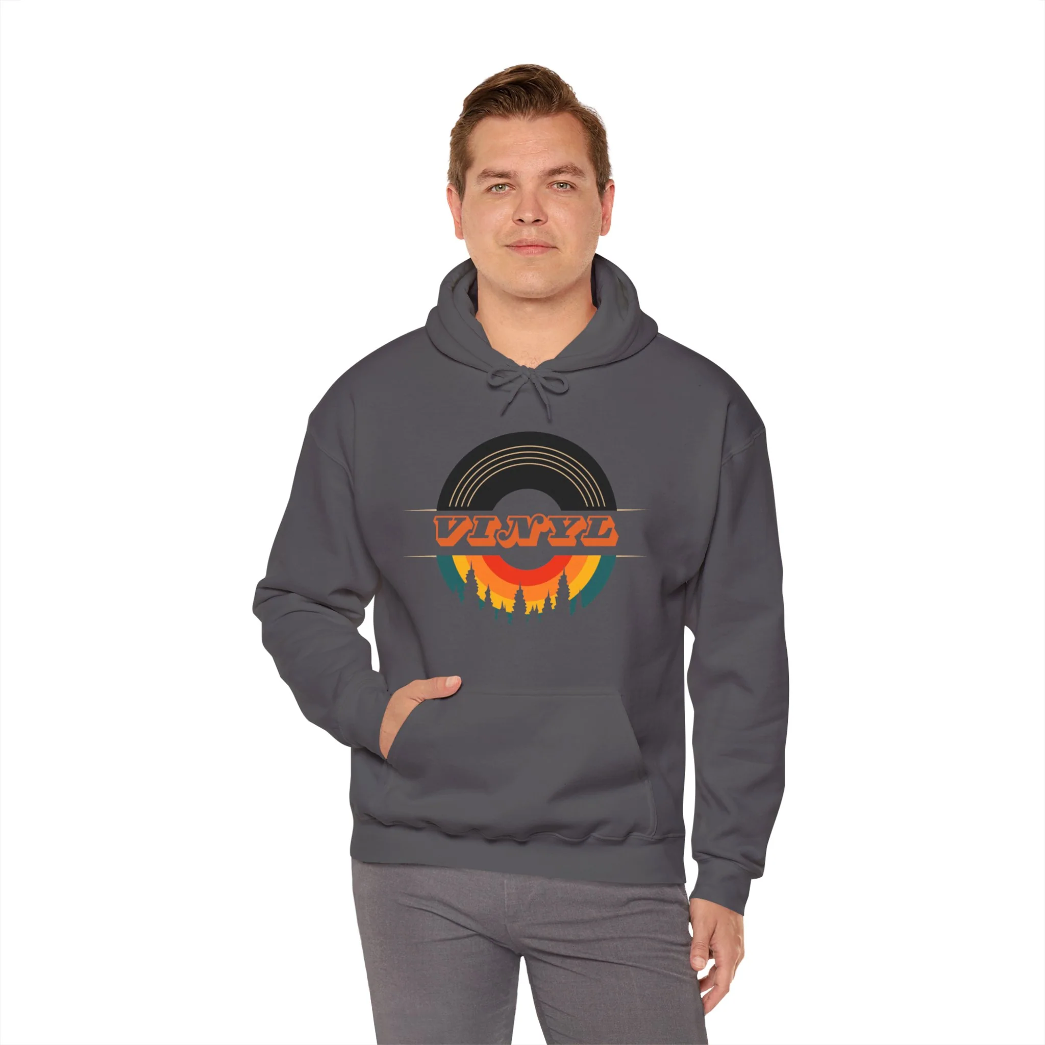 Vinyl Record Logo Men's Hoodie - Image 34