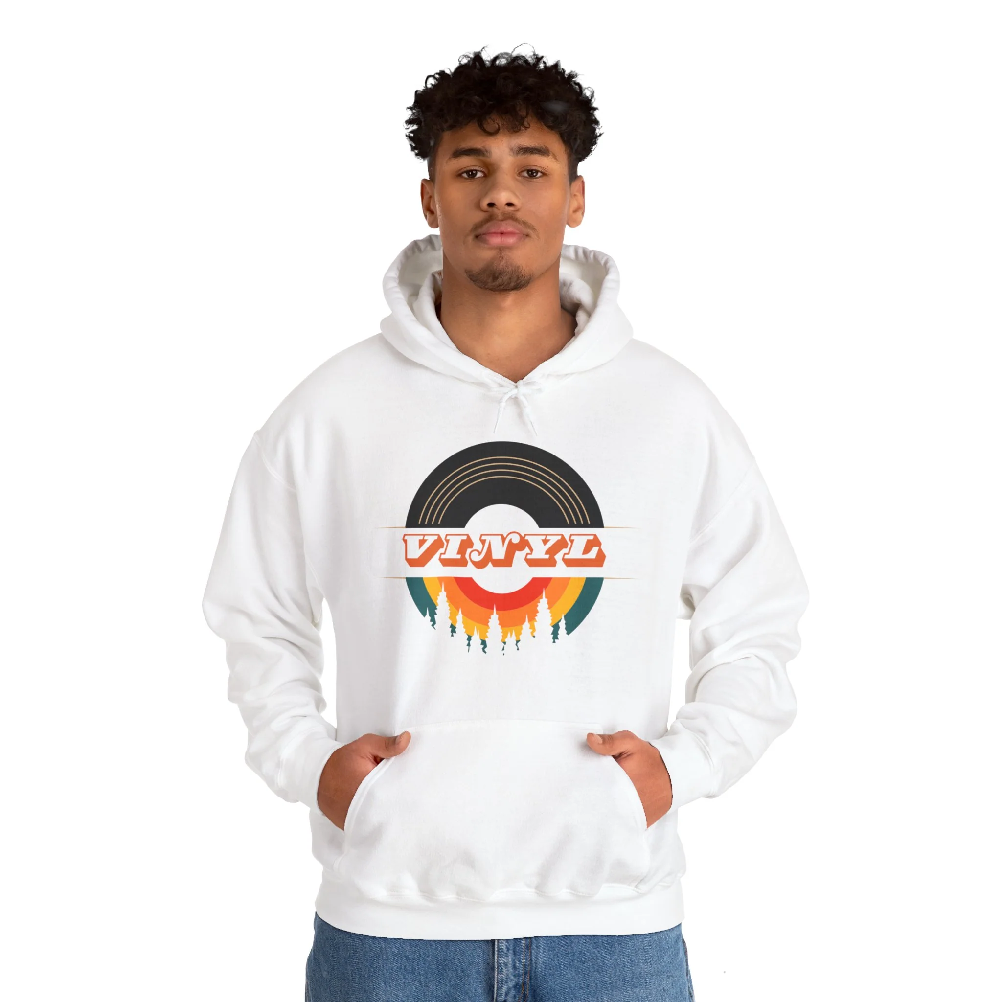 Vinyl Record Logo Men's Hoodie - Image 40