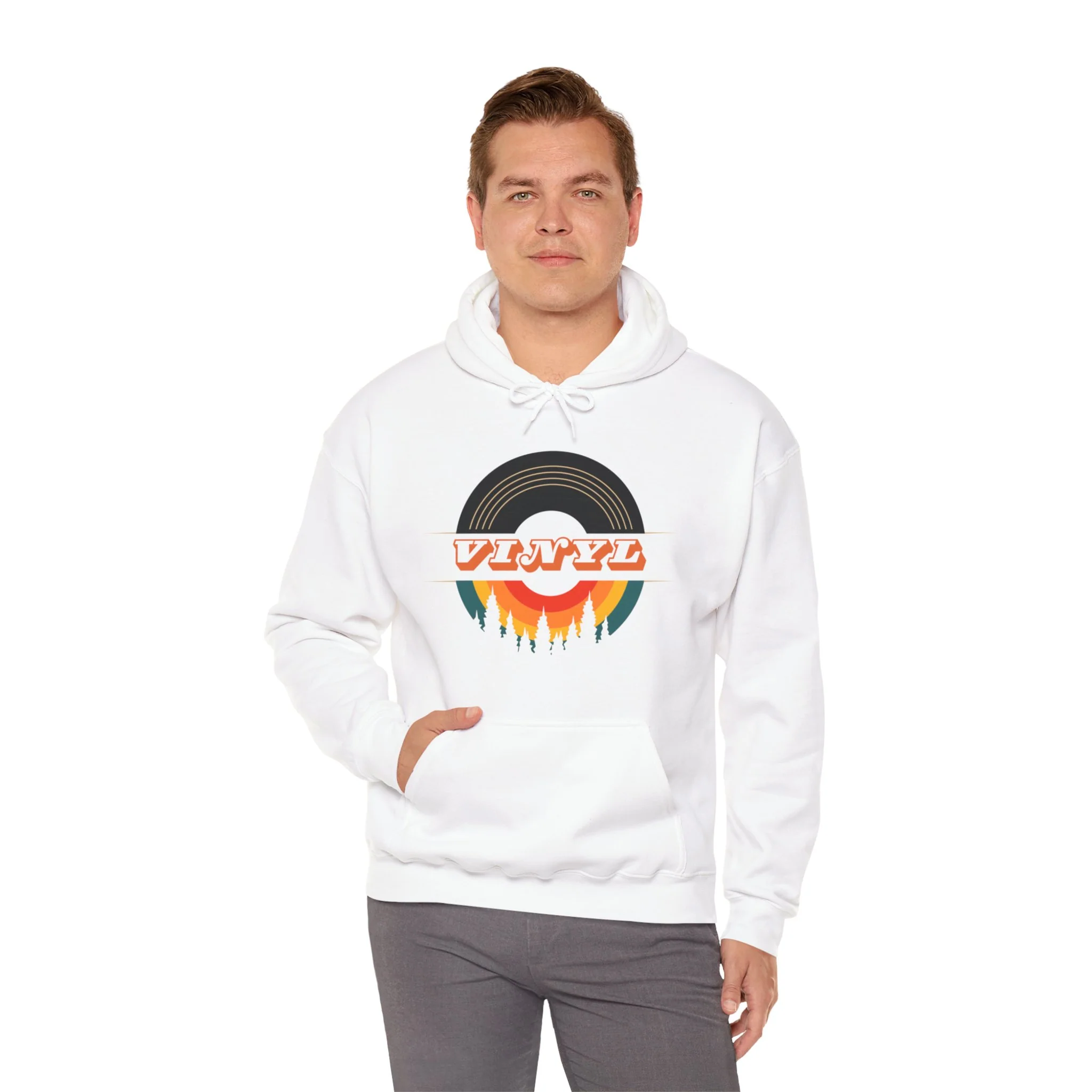 Vinyl Record Logo Men's Hoodie - Image 41