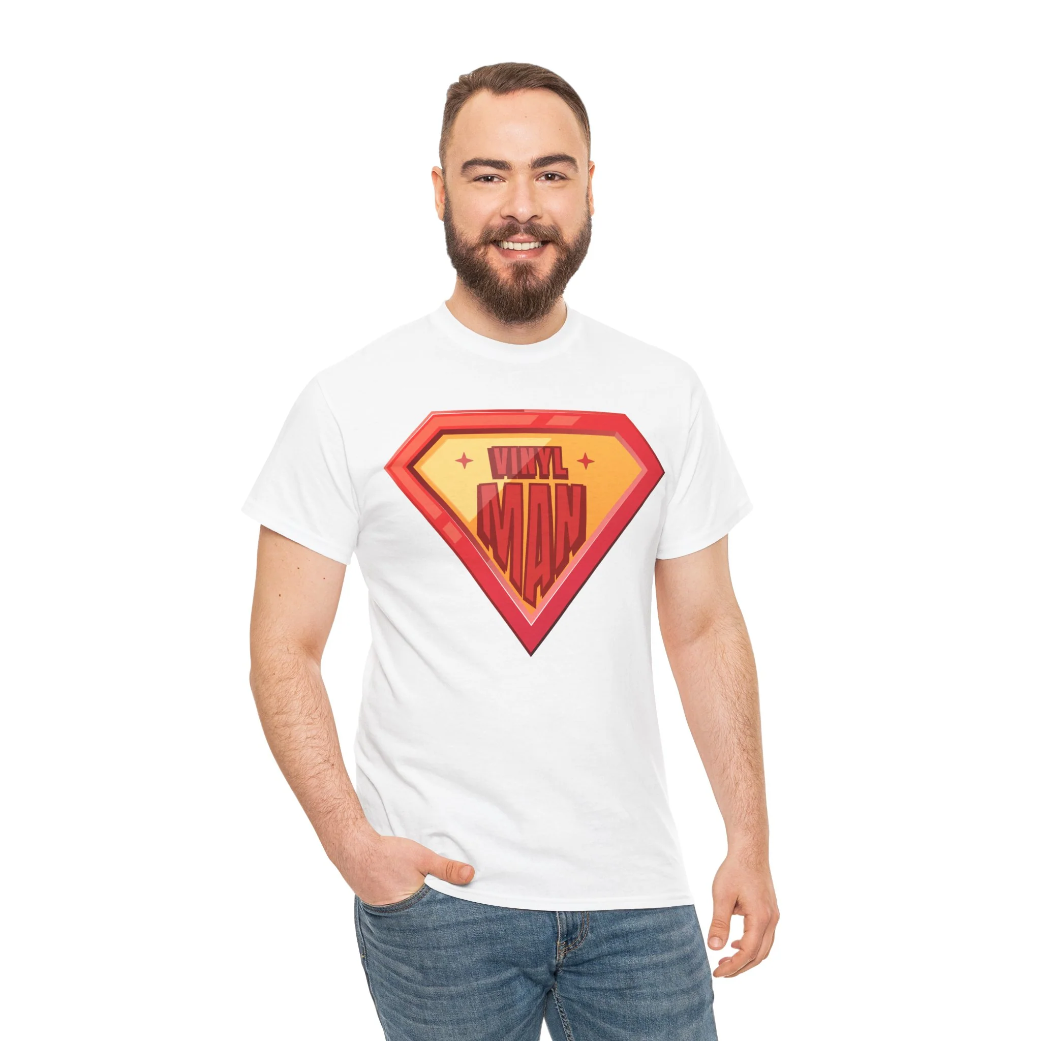 'Vinyl Man' Men's Superhero T-Shirt - Image 34