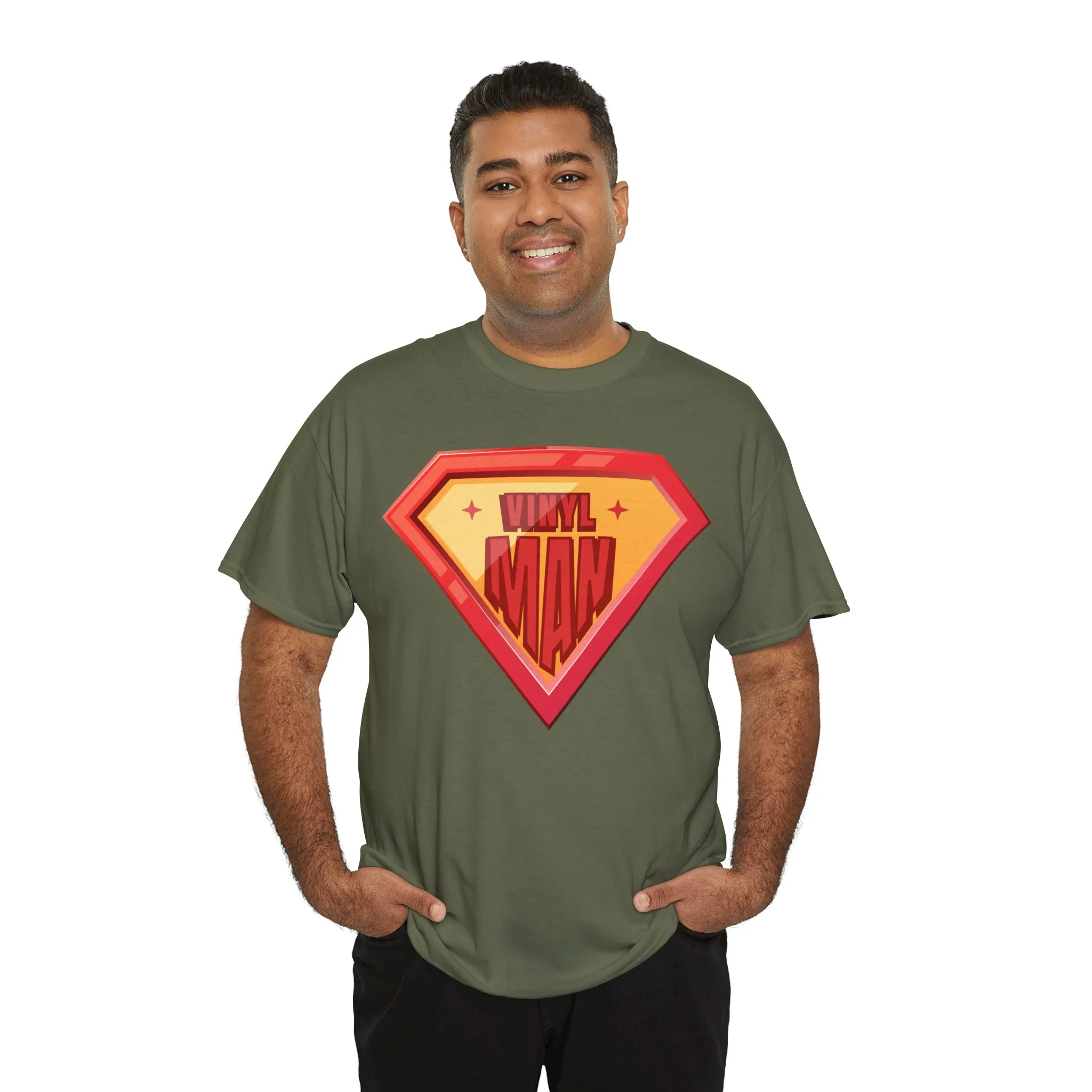 'Vinyl Man' Men's Superhero T-Shirt - Image 70