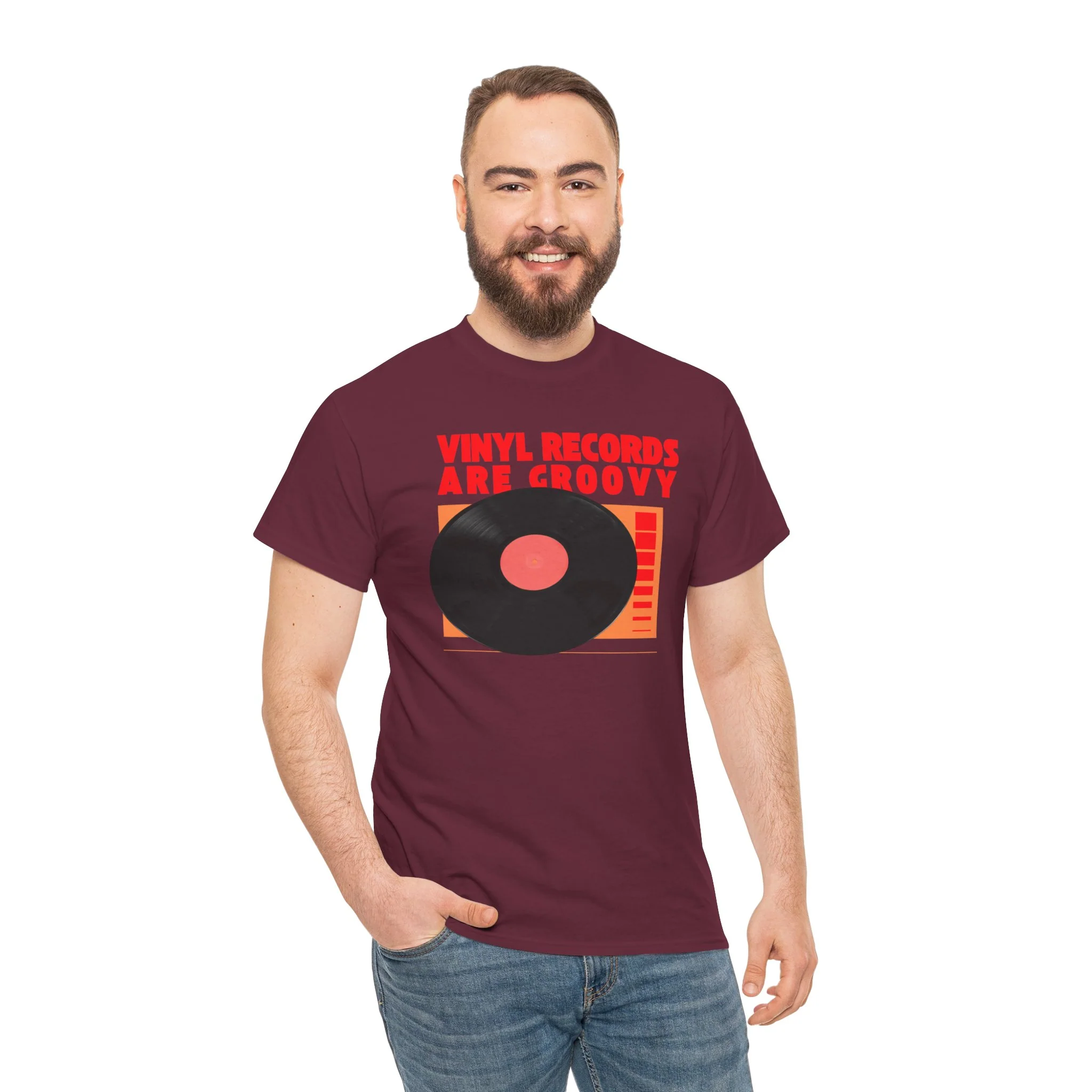 'Vinyl Records Are Groovy' Bold T-Shirt - Image 6