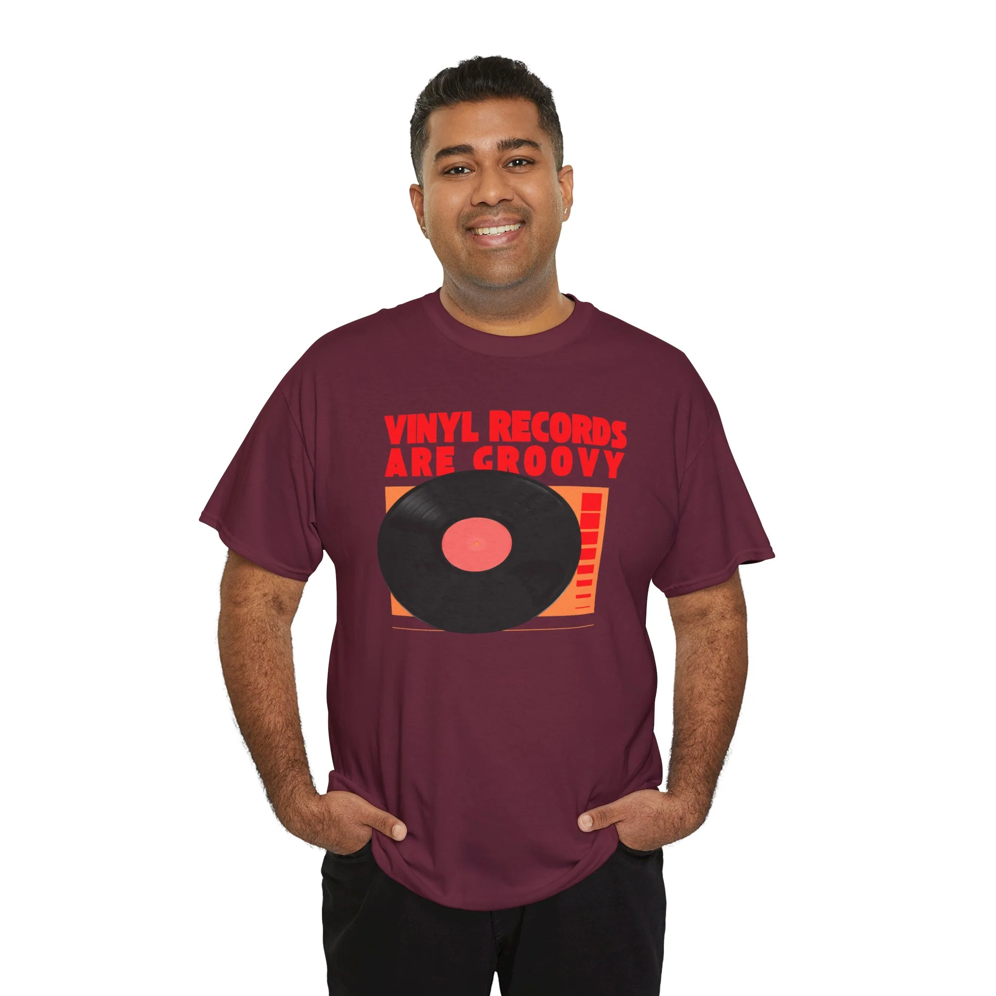 'Vinyl Records Are Groovy' Bold T-Shirt - Image 7