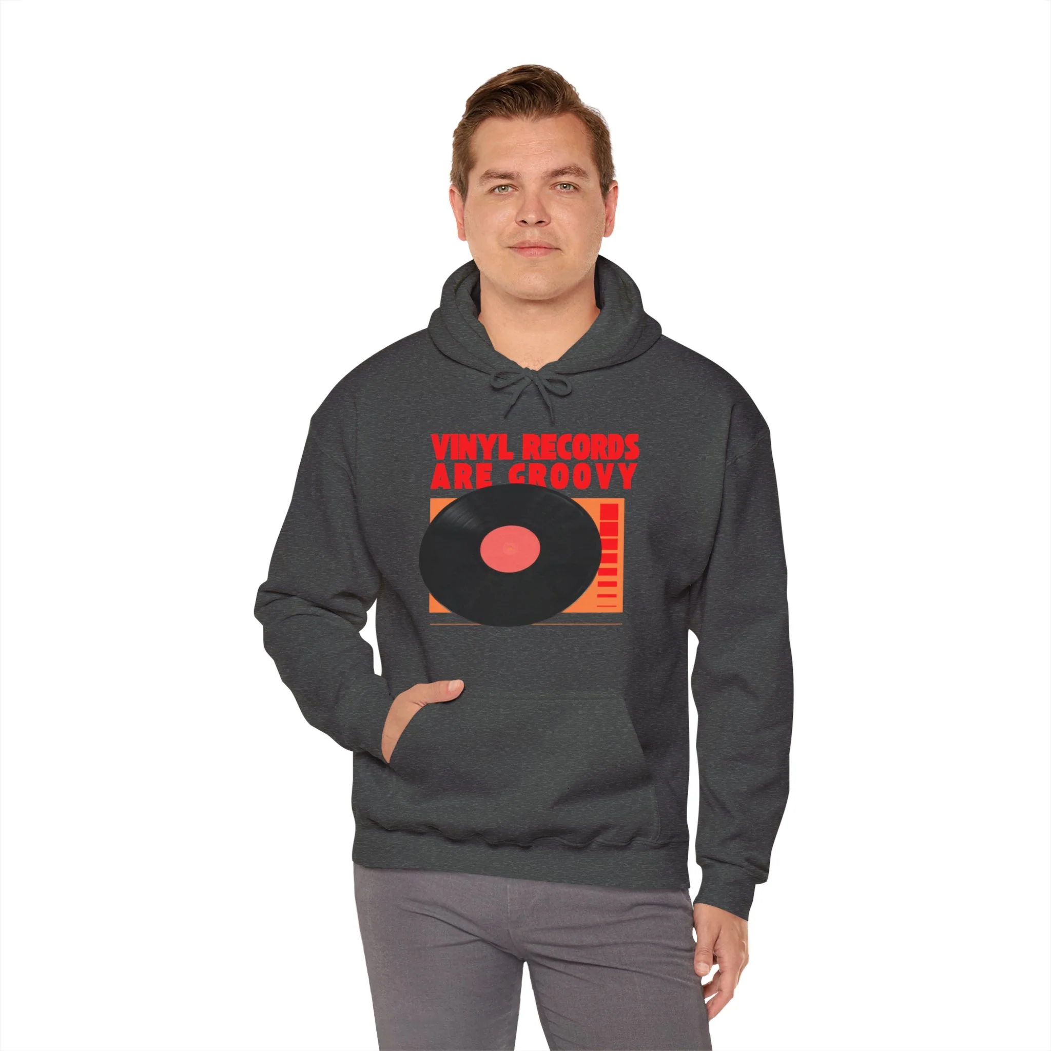 'Vinyl Records Are Groovy' Men's Hoodie - Image 13