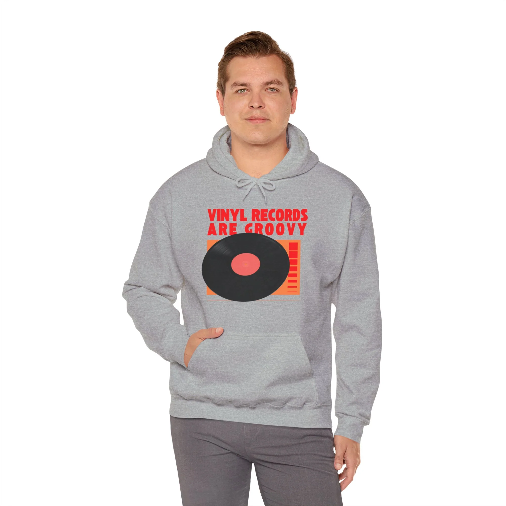 'Vinyl Records Are Groovy' Men's Hoodie - Image 20