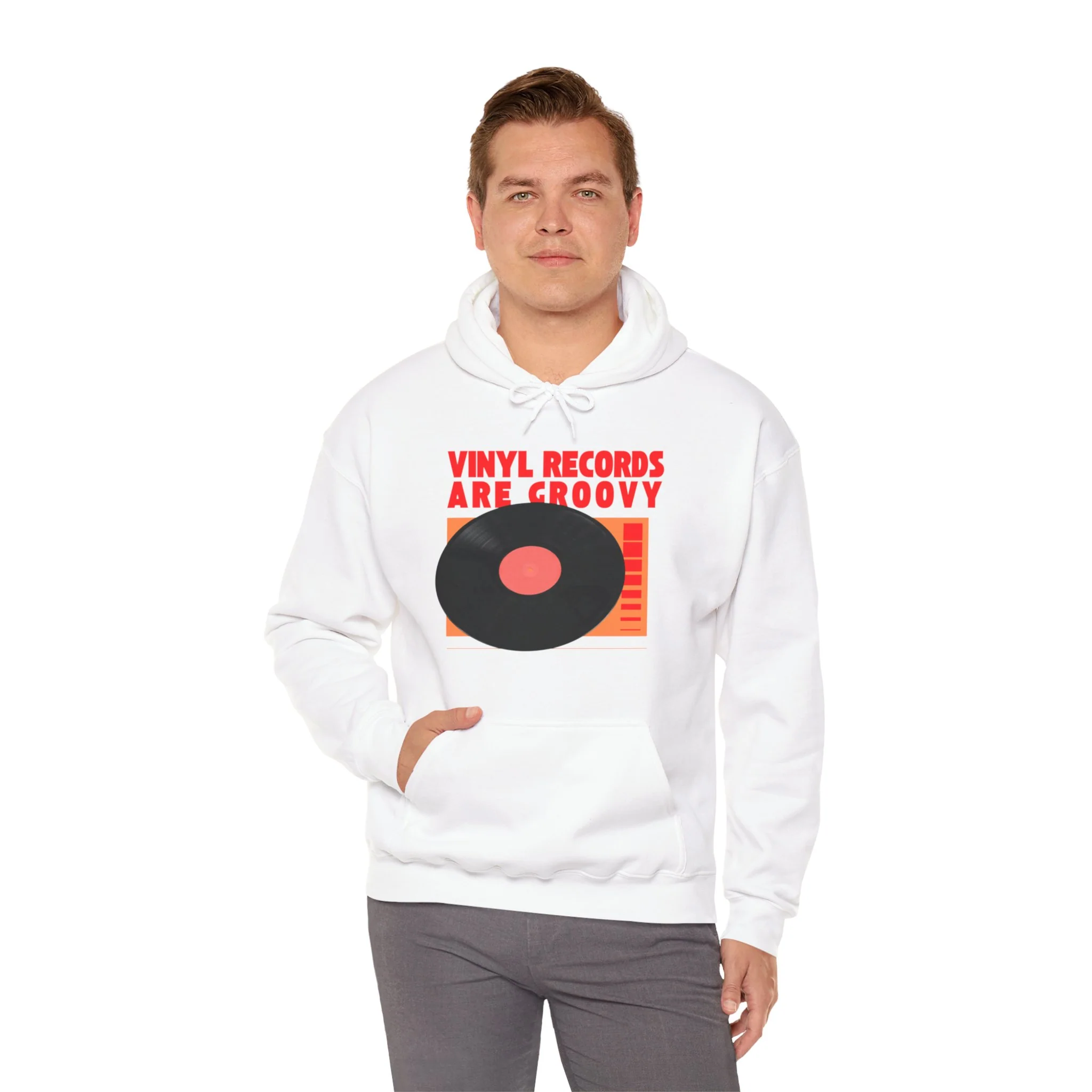 'Vinyl Records Are Groovy' Men's Hoodie - Image 27