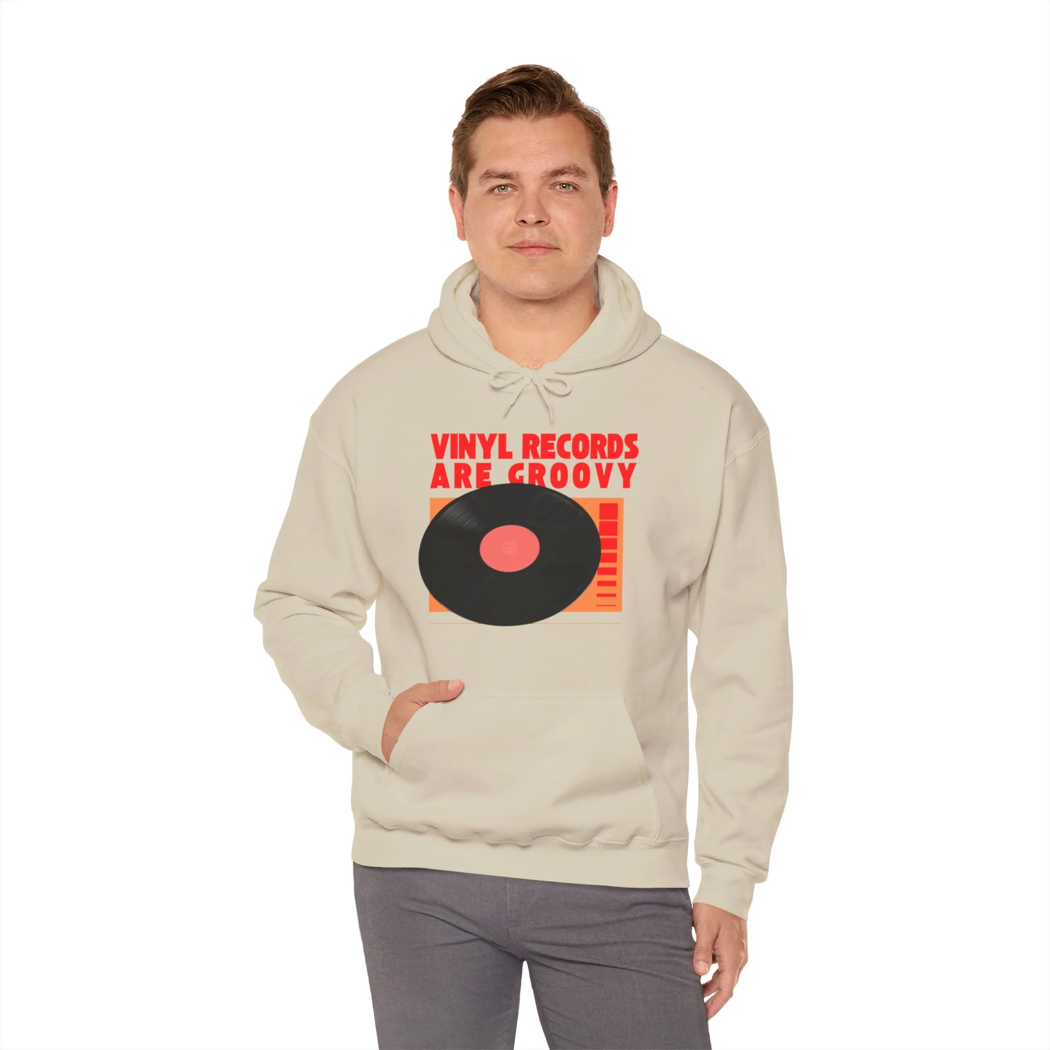 'Vinyl Records Are Groovy' Men's Hoodie - Image 41