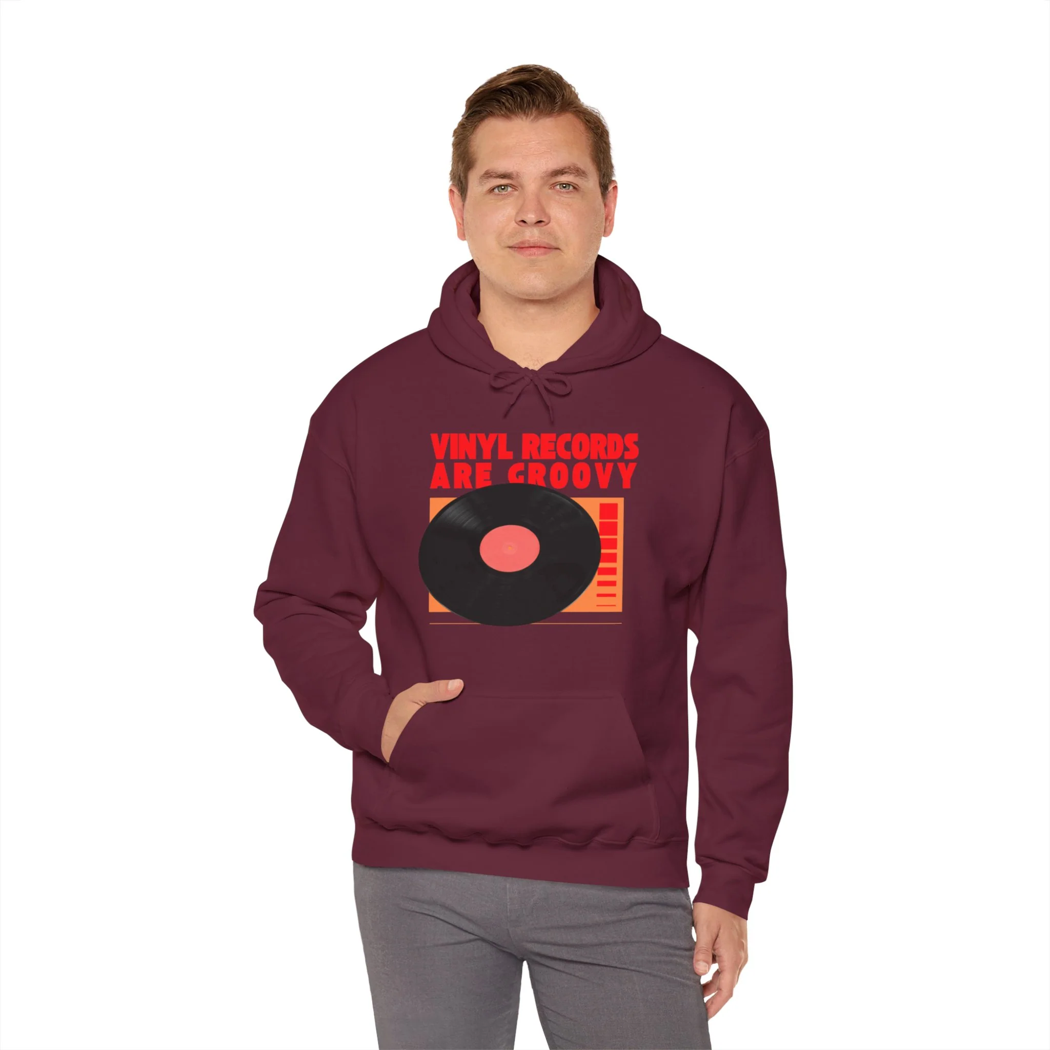 'Vinyl Records Are Groovy' Men's Hoodie - Image 6